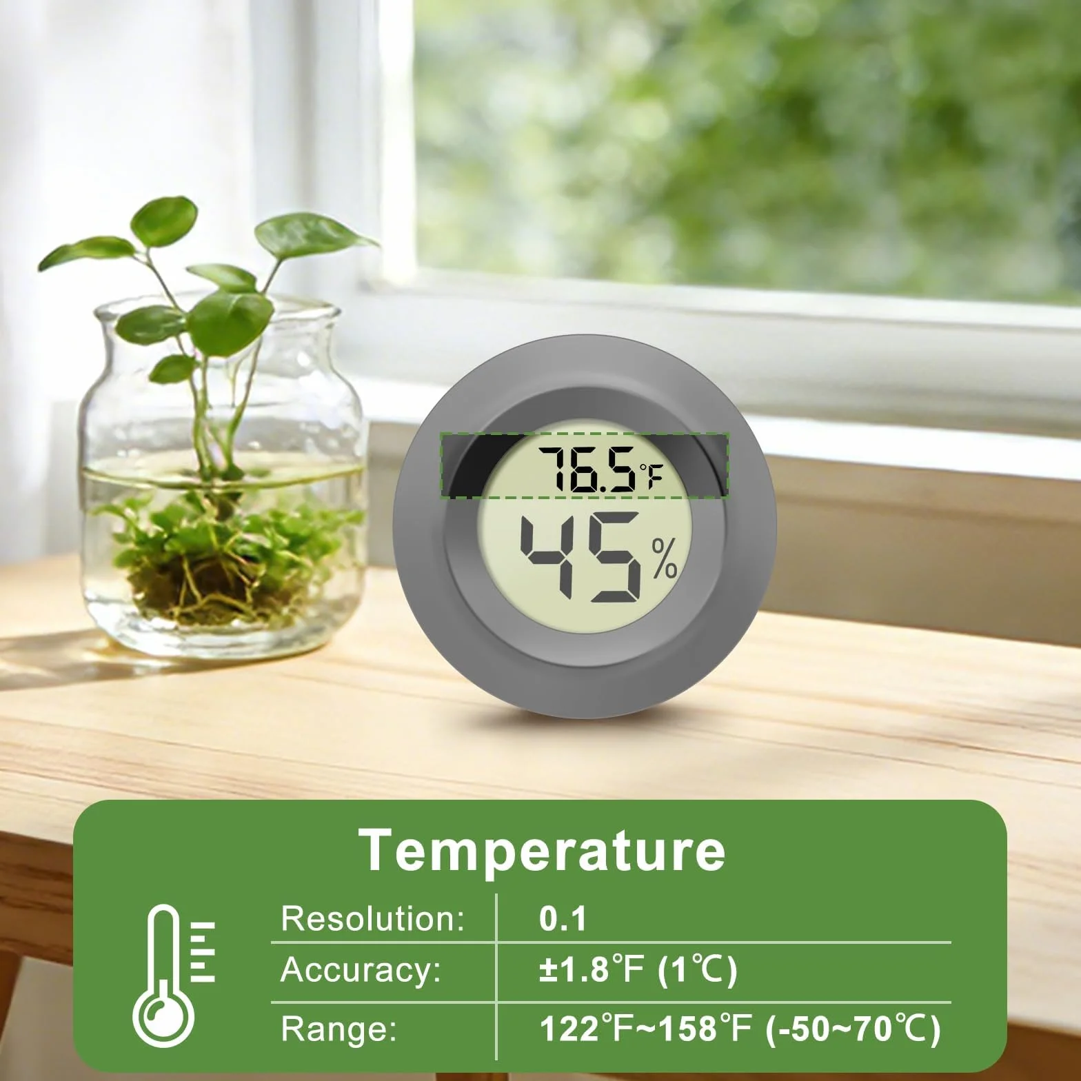 EEEKit Mini Higromometr Termometr, 5 Sztuk Termometry Pokojowe, Cyfrowy Miernik Wilgotności i Temperatury do Piwnicy Szklarni, Czarny Okrągły