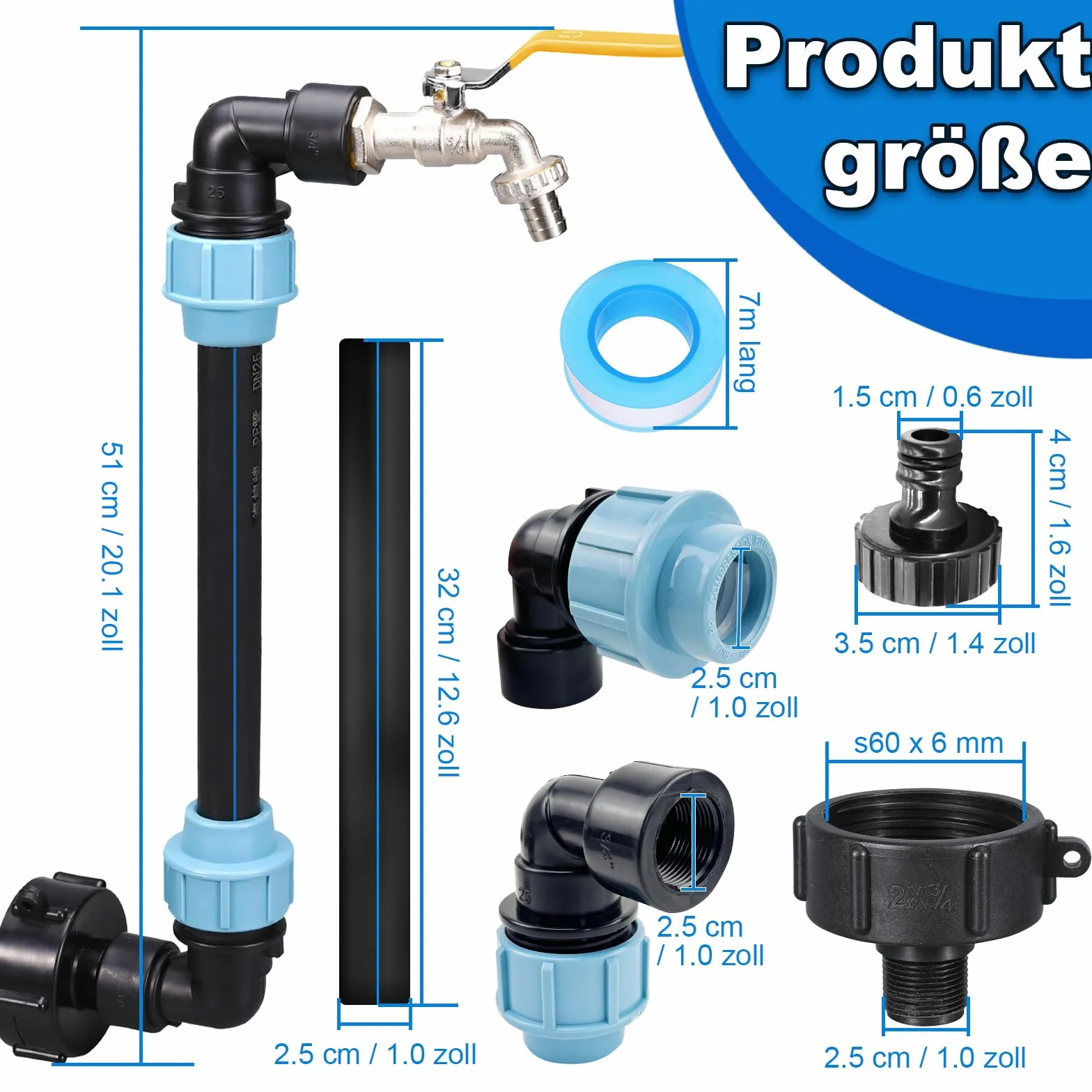 IBC kran spustowy łabędzia szyja 3/4", S60x6 zawór wodny zawór odcinający do wygodnego napełniania konewki, adapter IBC, akcesoria zbiornika IBC 3/4 cala do zbiornika na wodę deszczową, beczki na wodę