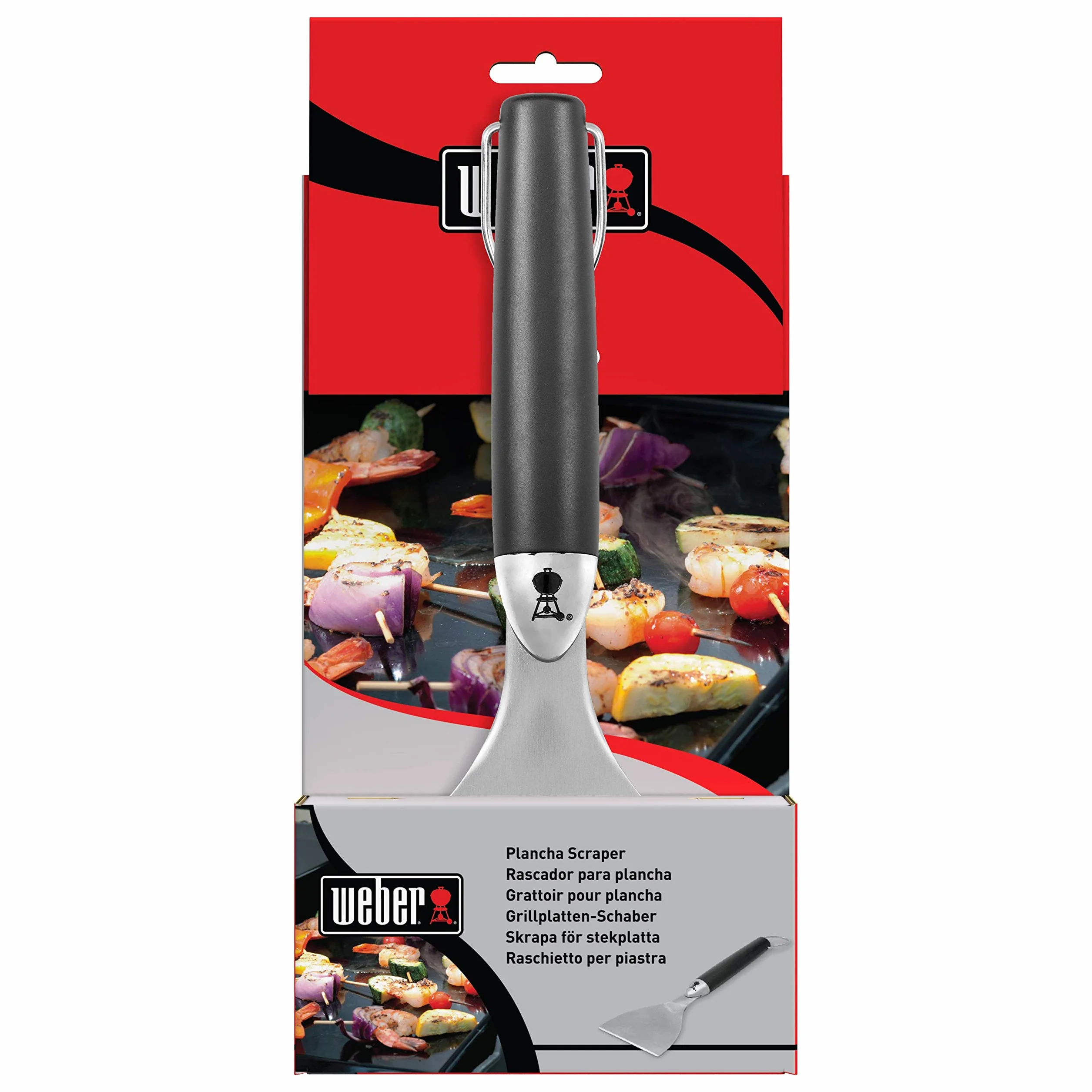 Weber 6207 skrobaczka do płyt grillowych, 28 cm, stal nierdzewna, czyszczenie grilla, usuwa tłuszcz i resztki jedzenia