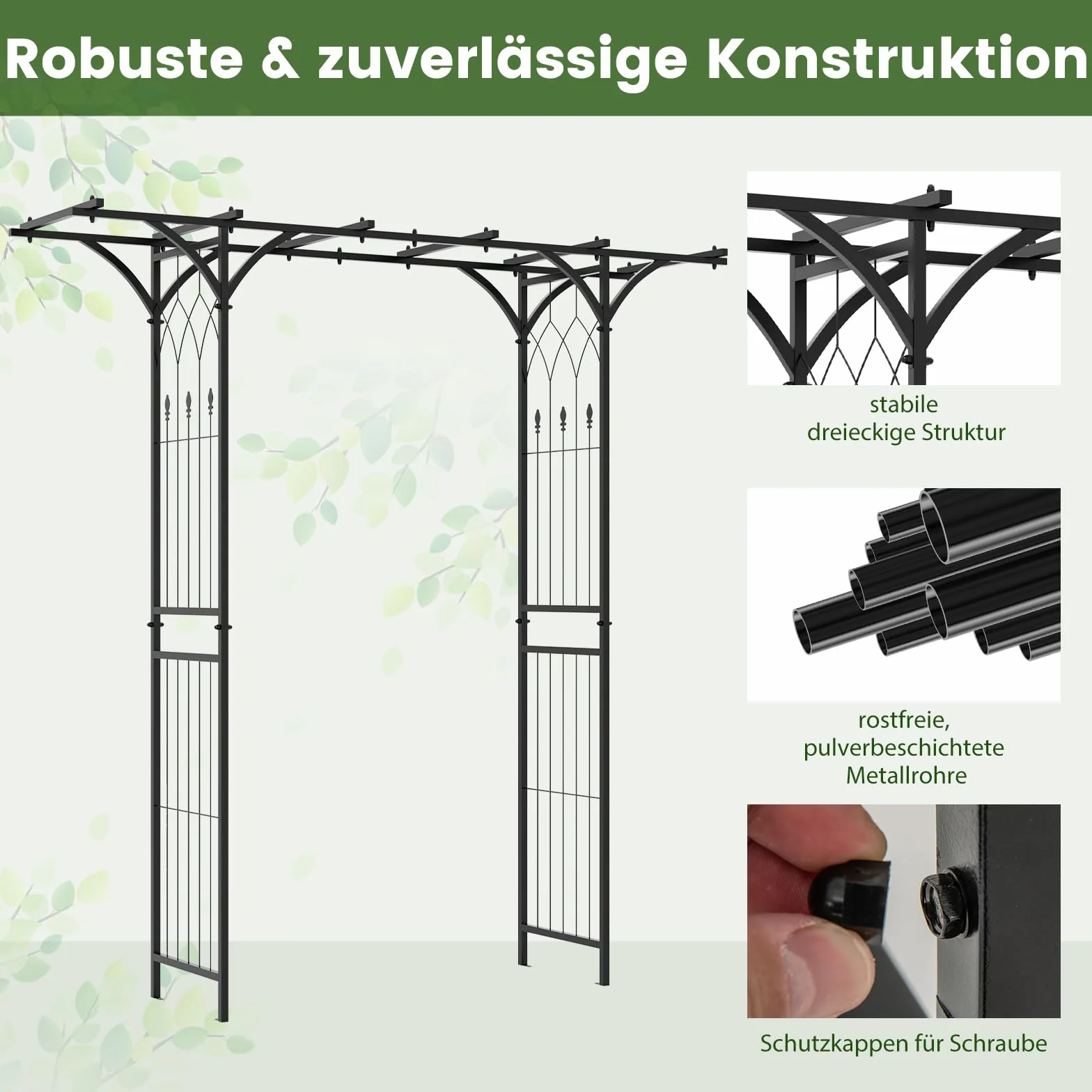 COSTWAY Metalowy łuk różany, łuk ogrodowy do roślin pnących, łuk bramkowy do ogrodu, kratka do róż, wsparcie dla roślin pnących, kratka wspinaczkowa szpalier różany, łuk wspinaczkowy na podwórko