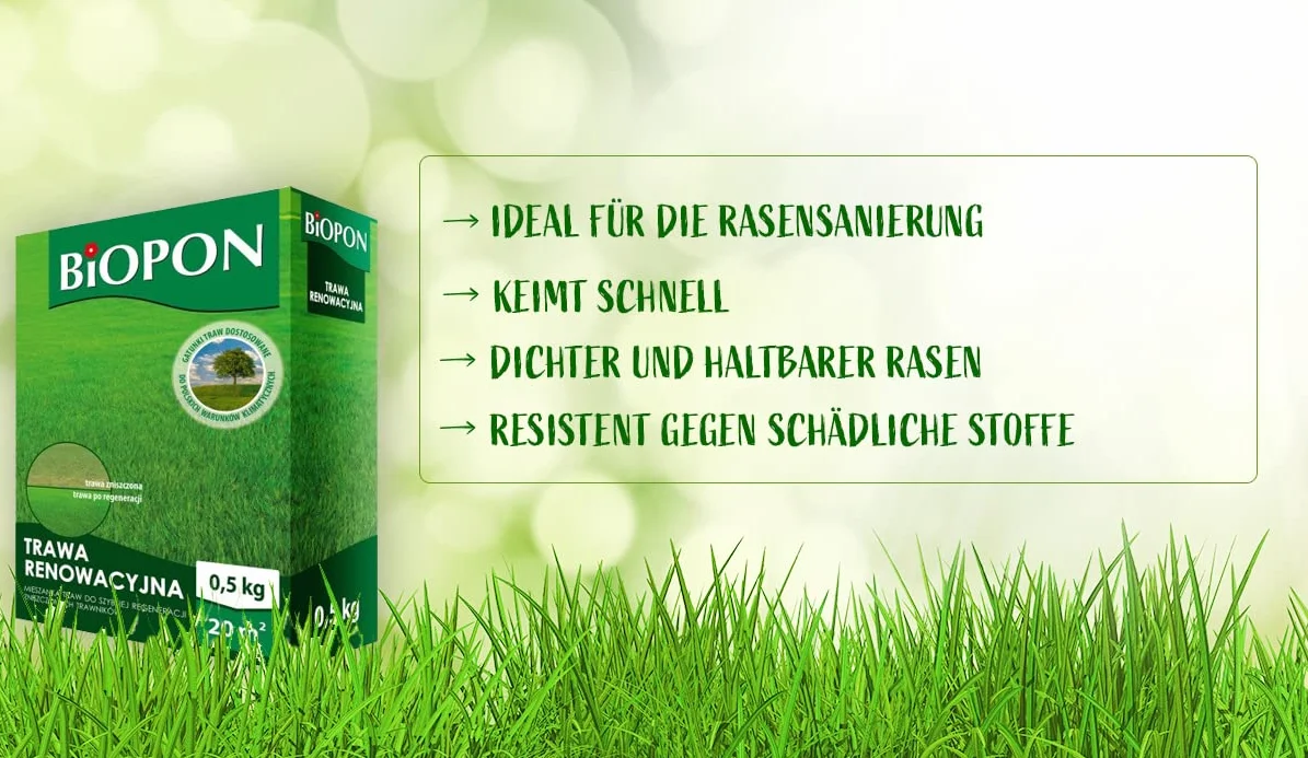 BioPon Nasiona trawy do naprawy trawnika 0,5 kg na 20 m²