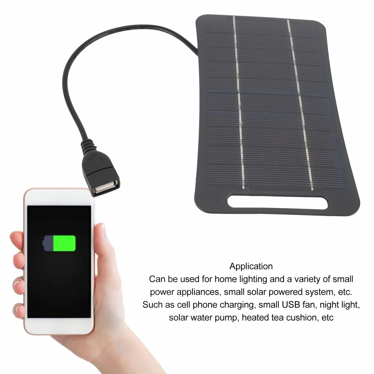 Panel Słoneczny 5V 5W USB Monokrystaliczny Krzemowy Przenośna Ładowarka Solarna Czarny