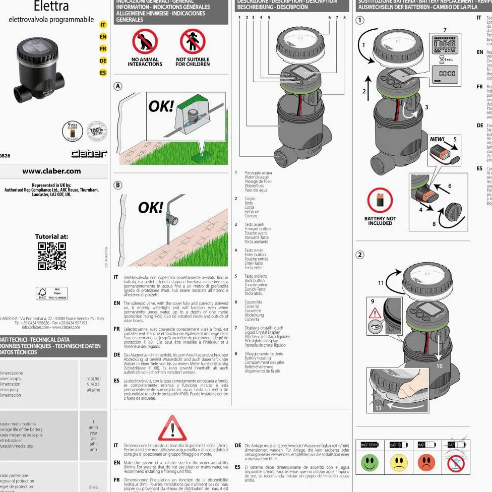CLABER D90826000 - Programble Electrovulvula 1 "Blister żeński
