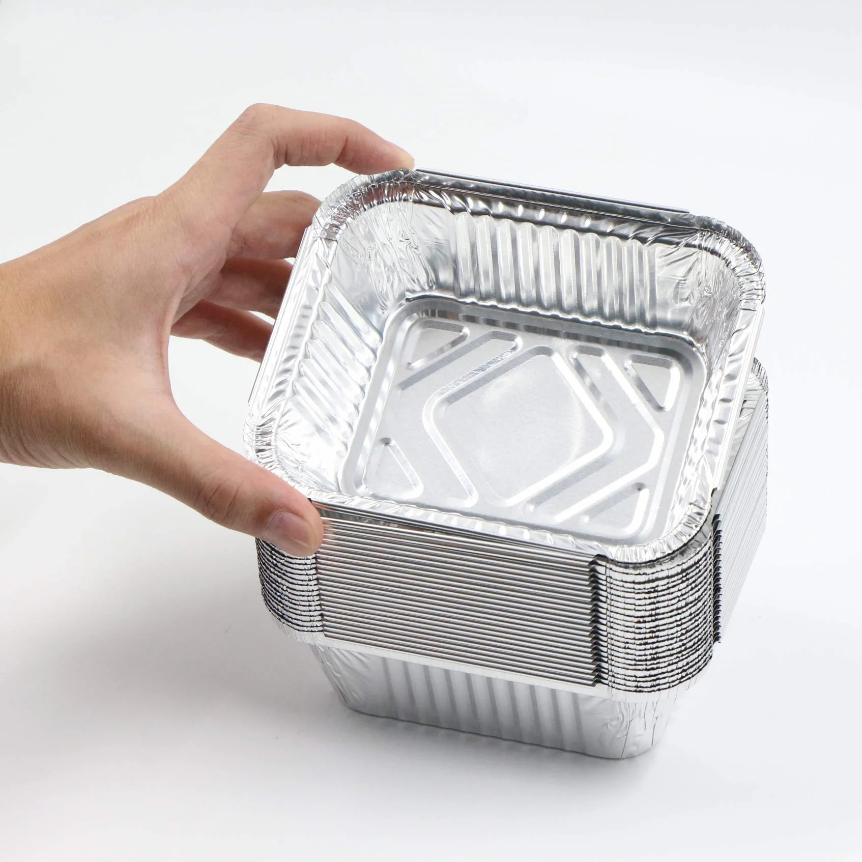 Aluminiowe jednorazowe miski do grilla, zestaw 25 sztuk, do gotowania, smażenia, gotowania, 15 x 12 x 5 cm, 400 ml (bez pokrywki)