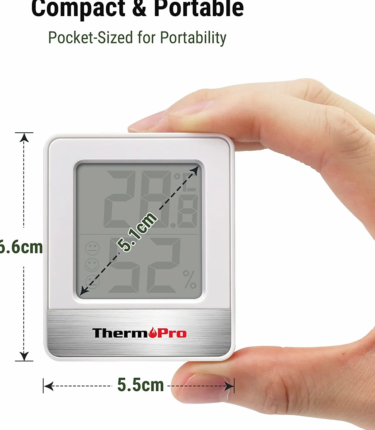 ThermoPro TP49 cyfrowy mini termometr z funkcją higrometru, pomiar temperatury i wilgotności powietrza w pomieszczeniu ze wskaźnikiem smiley do kontroli klimatu w pomieszczeniu, biały