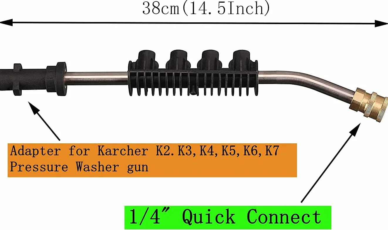 Przedłużacz do myjki wysokociśnieniowej Kärcher serii K2, K3, K4, K5, K6, K7, 280bar, zapasowa lanca z 5 dyszami do mycia strumieniowego, akcesoria do pistoletu wysokociśnieniowego do mycia samochodu