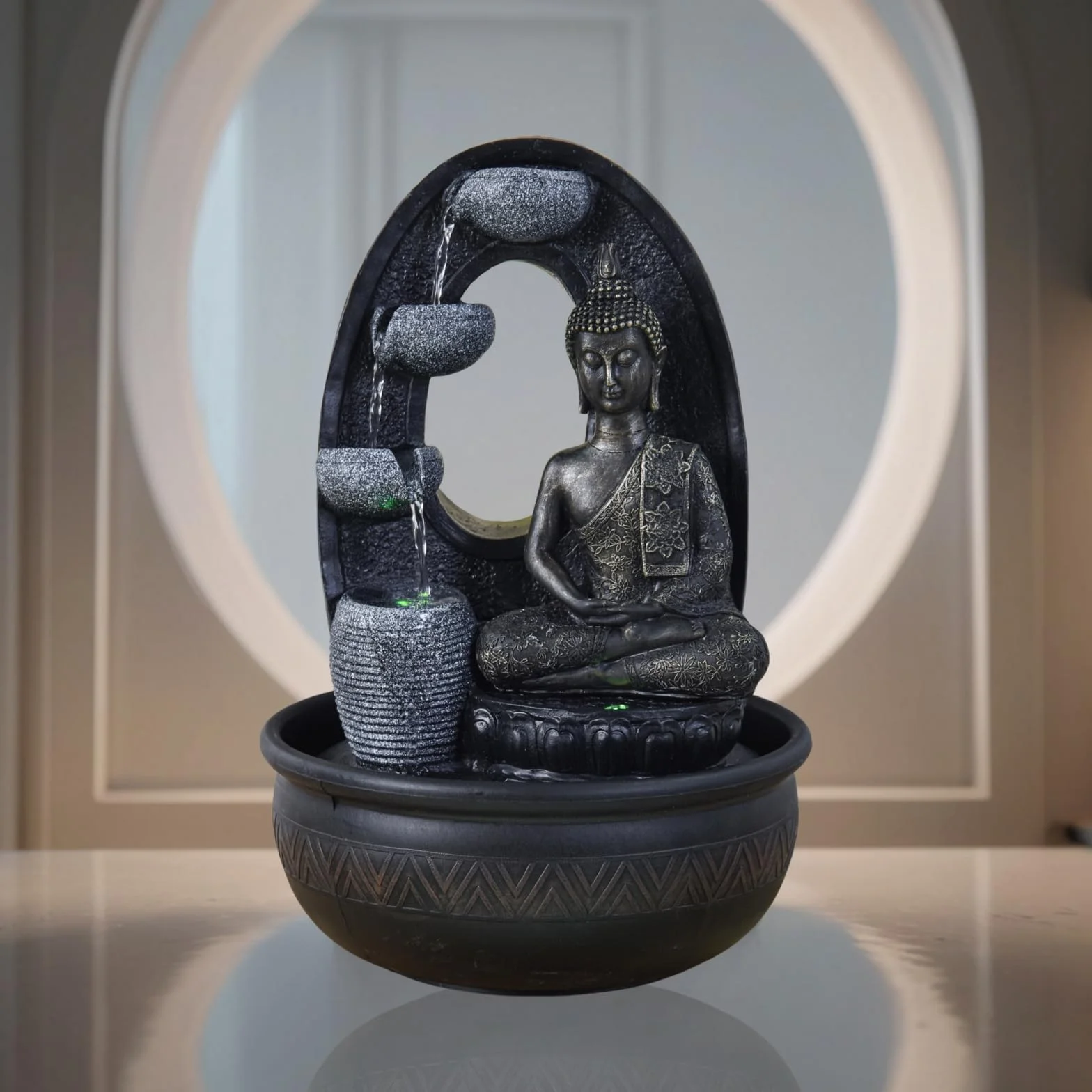 Zen'Light Harmonie fontanna z żywicy poliestrowej, czarna, 26 x 16 x 40 cm