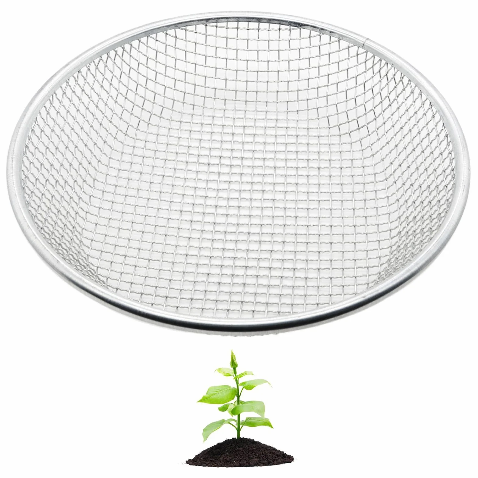 sito ogrodnicze 30 cm, rozmiar otworu 6 mm, metalowe sito do kompostu, sito do ziemi, sito do piasku, sito przesiewowe do ziemi, kompostu, nasion