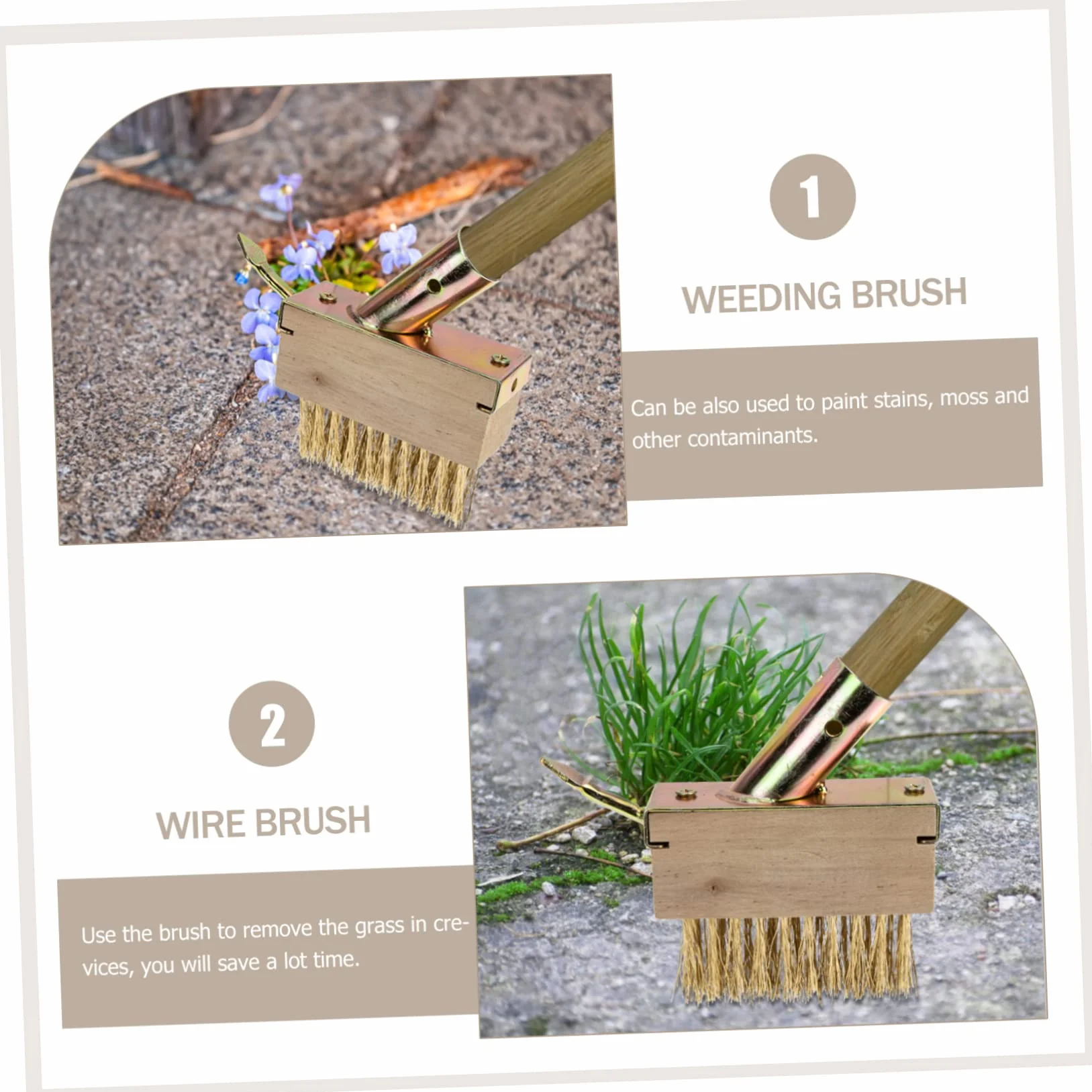 POPETPOP Usuwanie Rękojeści Miotły Do ​​narzędzi Ręcznych Szczotka Druciana Do Szczelin Ogrodowych Szczotka Druciana Do Szczelin