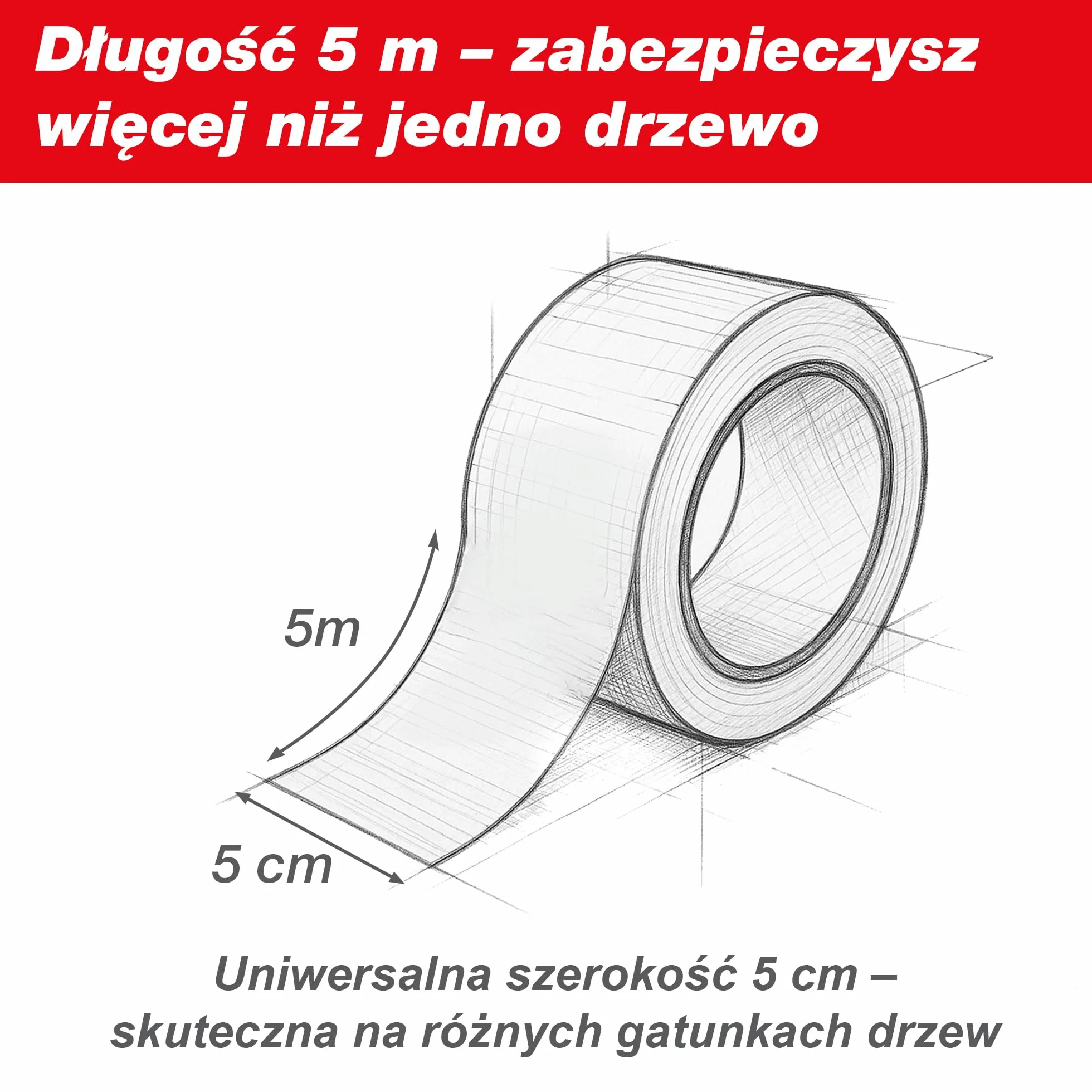 SWISSINNO Klejący Pierścień na Drzewa – Zwalcza Gąsienice i Mrówki – Pułapka Barierowa z Białą Taśmą – Samoprzylepna – 5cm x 5 Metry – Działa Mechanicznie