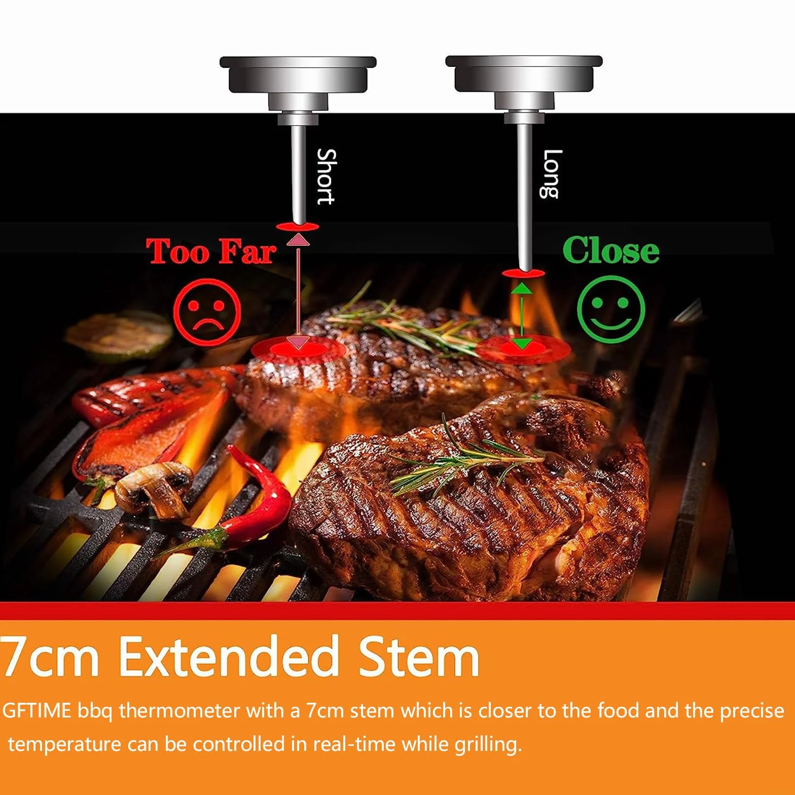 GFTIME 6 cm termometr, wskaźnik temperatury dla palących, termostat do Weber Kettle, palacz, Kamado, Charbroil, Pit Boss Ceramic BBQ, Uniflame i inne marki termometr do grilla