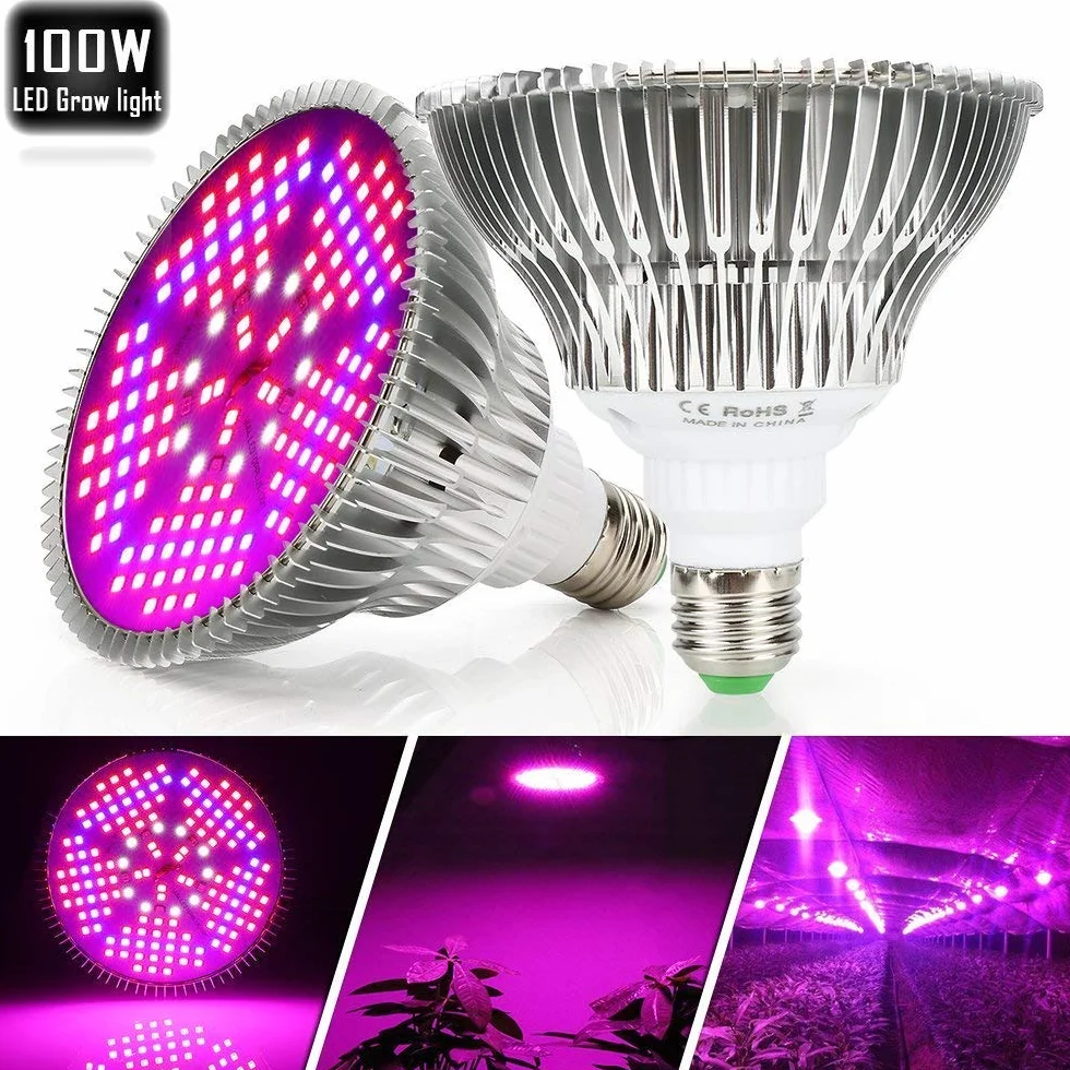 Lampa do roślin Lampa do wzrostu E27 100 W 150 diod LED rosnące światło pełne spektrum, kwiaty i warzywa wewnątrz, szklarnia, ogród [1 opakowanie]