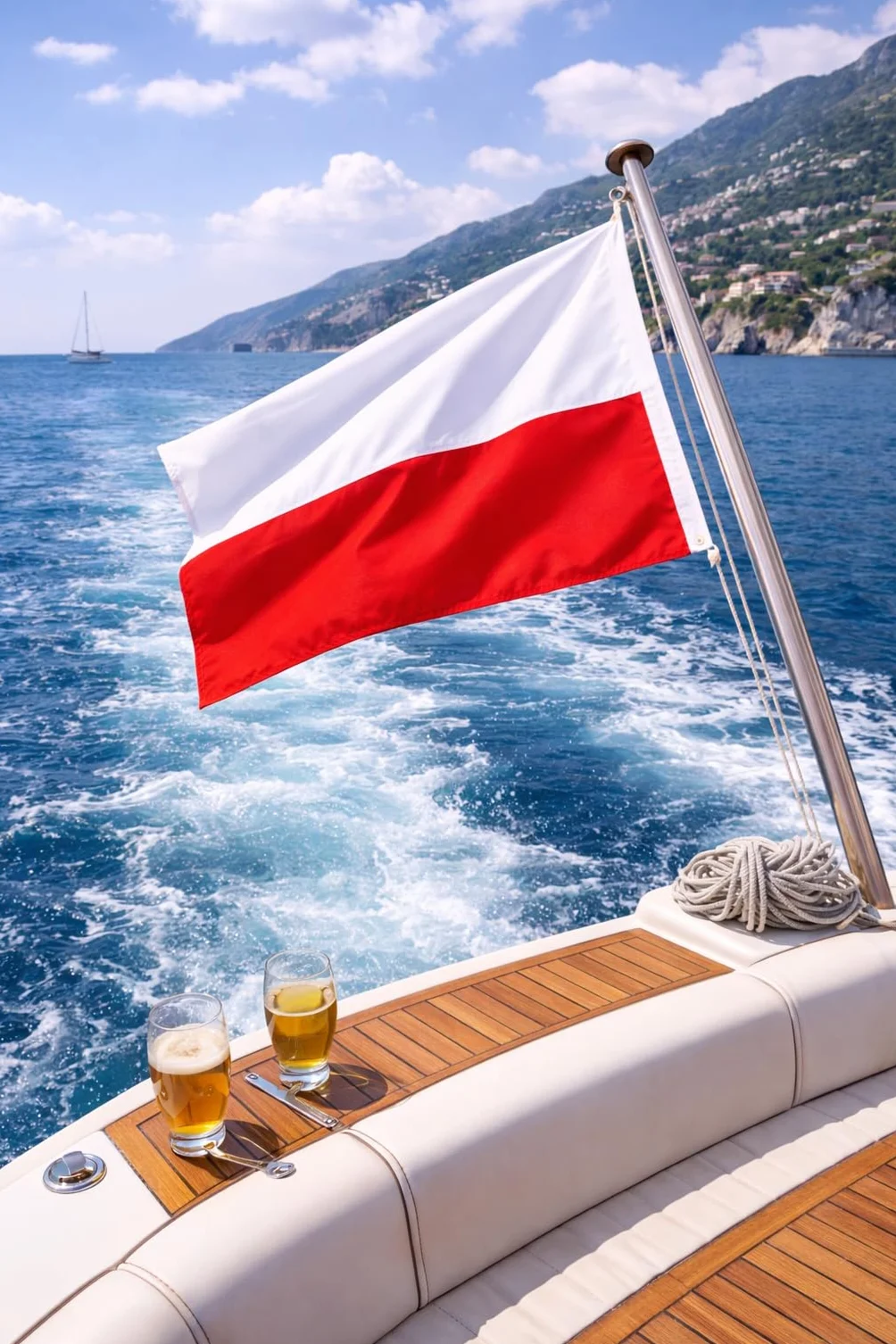 Flaga łodzi FLAGLY Polska 30 x 20 cm pozioma 115 g/m² drukowana z linką i pętelką