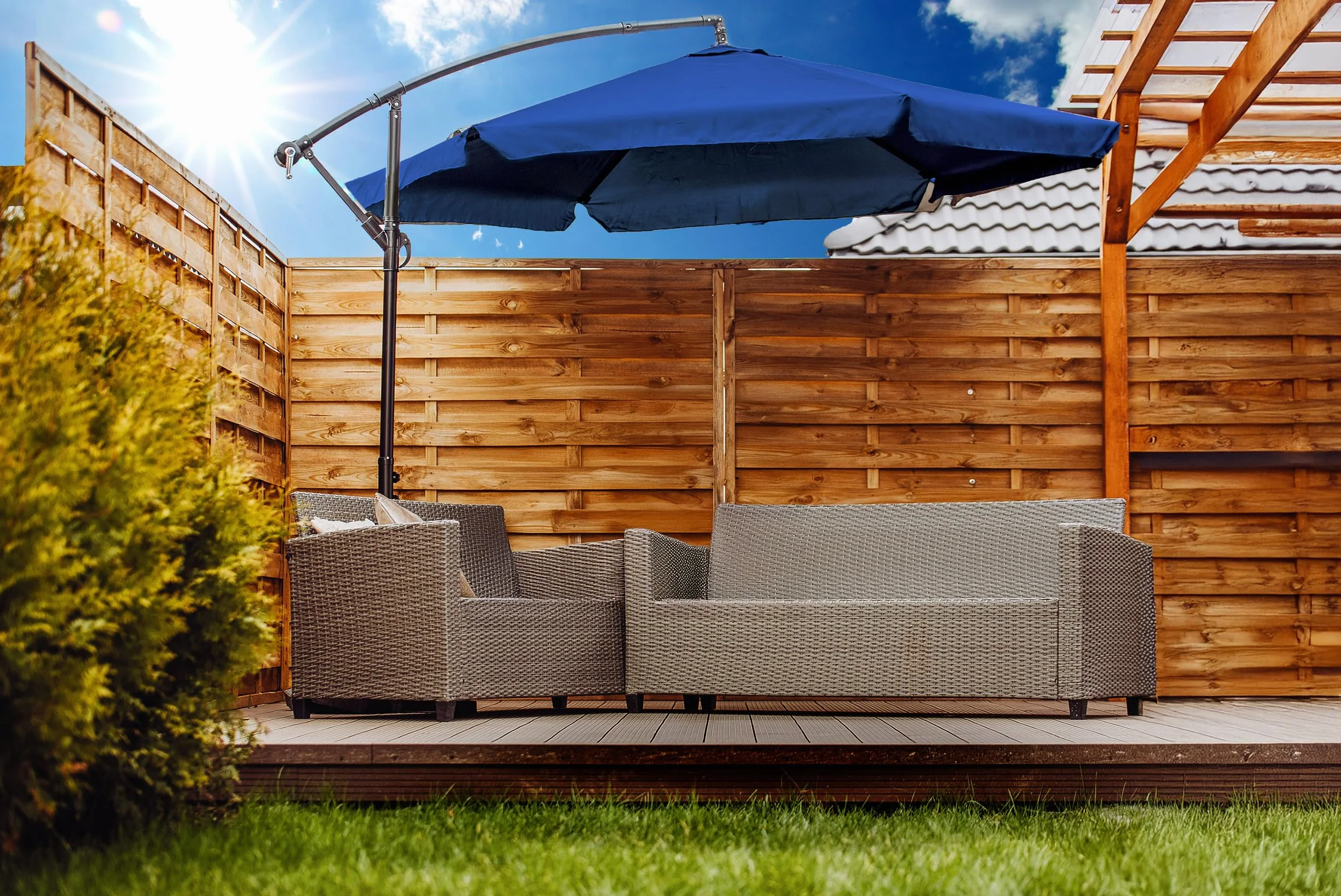 LEHMANN Aluminiowy parasol ogrodowy Ø 300 cm z korbą regulowany UV wodoodporny