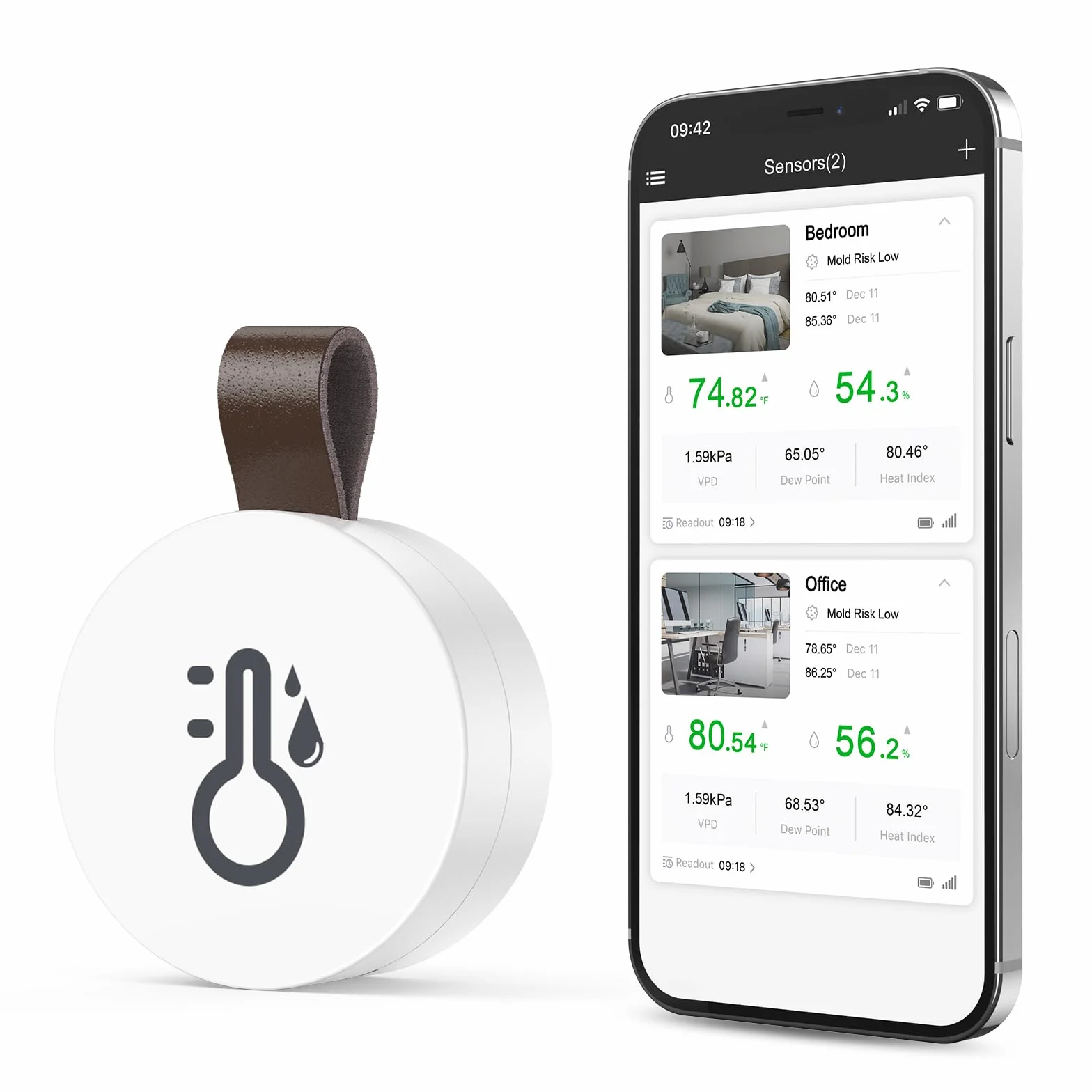 Termometr Bluetooth Higrometr, miernik temperatury i wilgotności powietrza z aplikacją i przechowywaniem danych, cyfrowy czujnik temperatury i wilgotności do domu, szklarni, piwnicy na wino, 1