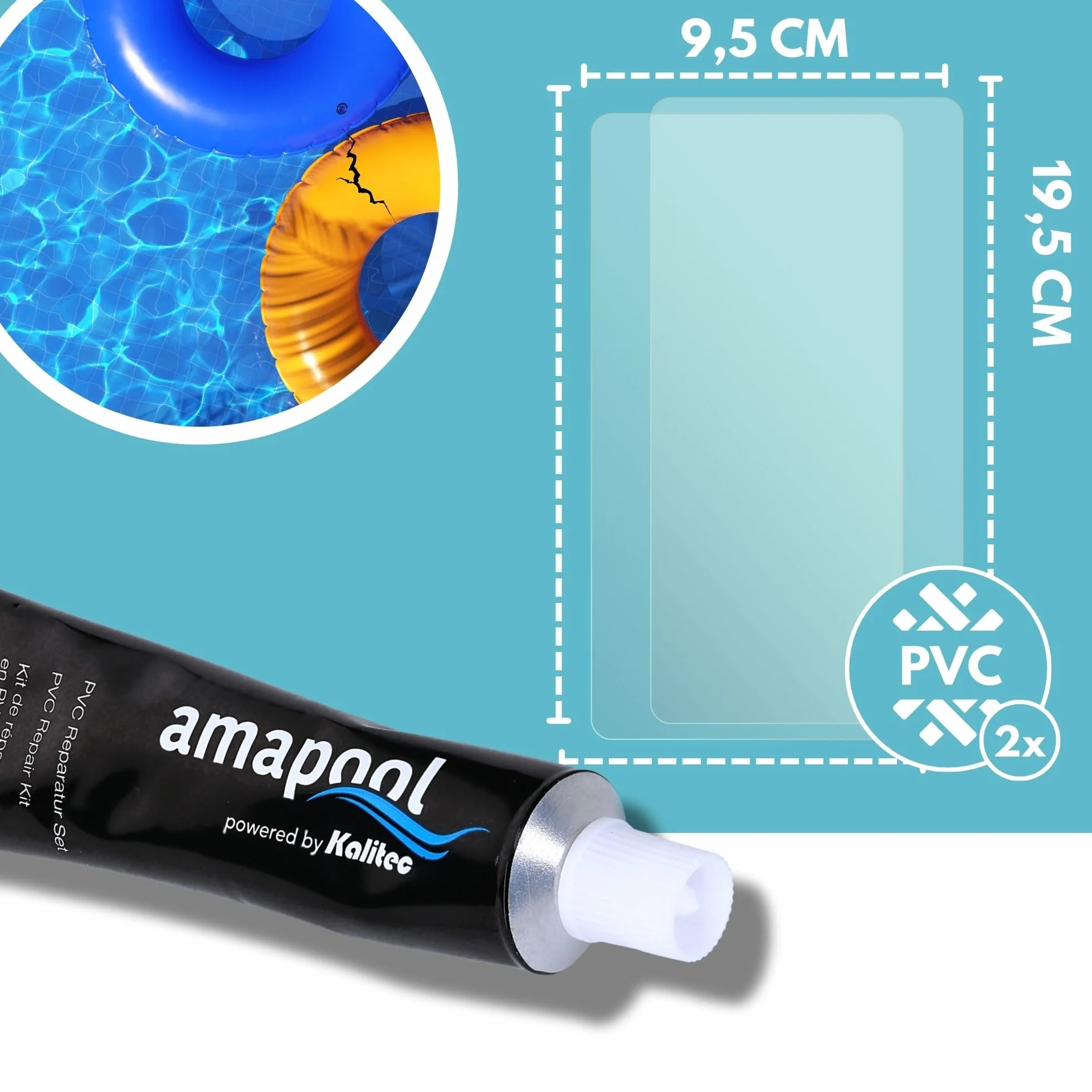 Amapool 4-częściowy zestaw naprawczy do basenu PCW klej podwodny