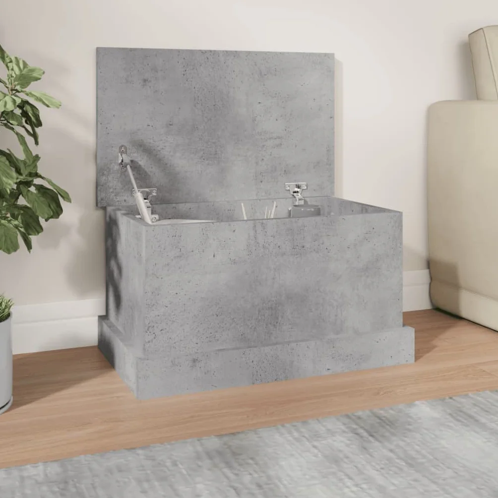 vidaXL Skrzynia, szarość betonu, 50x30x28 cm, materiał drewnopochodny