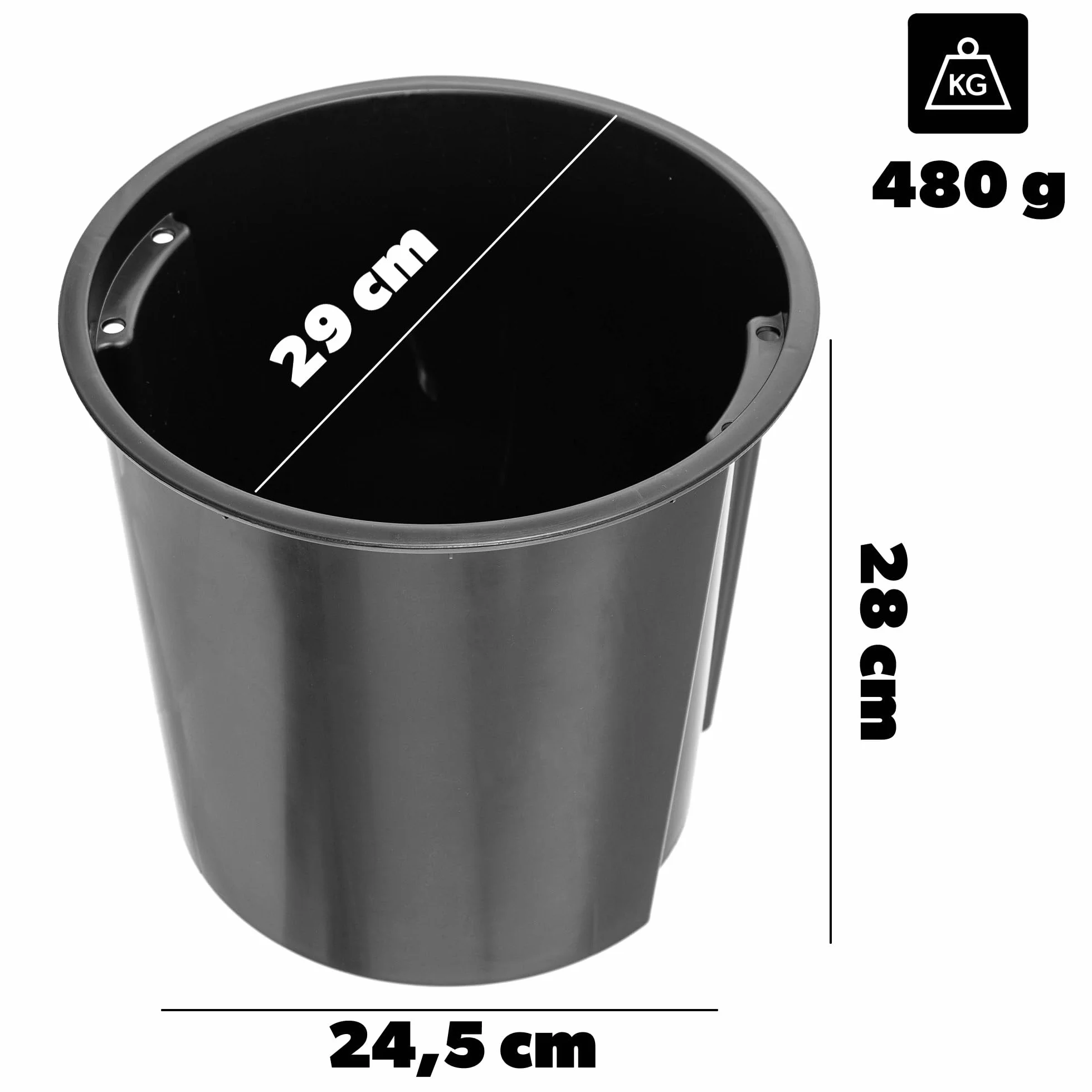 KADAX Wkład 30 cm do doniczki, wkład z tworzywa sztucznego do doniczki, wkład z tworzywa sztucznego do doniczki na rośliny i kwiaty, wkład do doniczki z uchwytami do noszenia, doniczka wewnętrzna (29