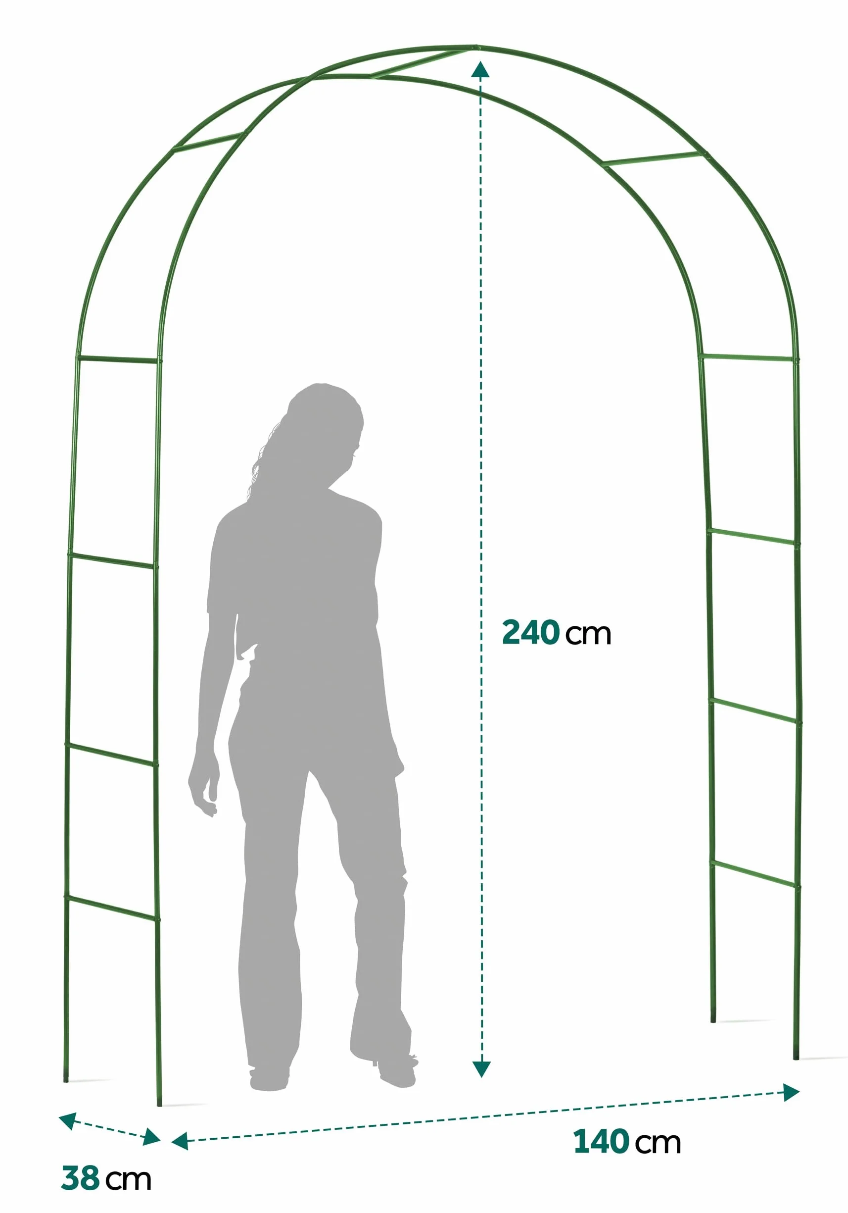 Łuk Ogrodowy Do Roślin Pnących Pergola Ogrodowa Metalowa Łuk Różany 4 Kotwy Mocujące 240x140 cm Ciemnozielony