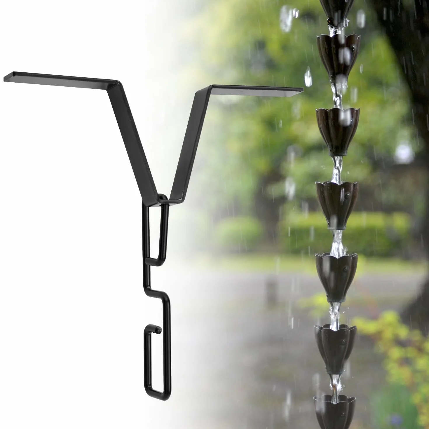 2 Szt. Wieszaki na Lancuchy Deszczowe, w Ksztalcie Litery V Zacisk Rynnowy do Lancucha Deszczowego i Hak do Lancuchów Deszczowych w Ksztalcie Litery S Adapter do Lancucha Deszczowego