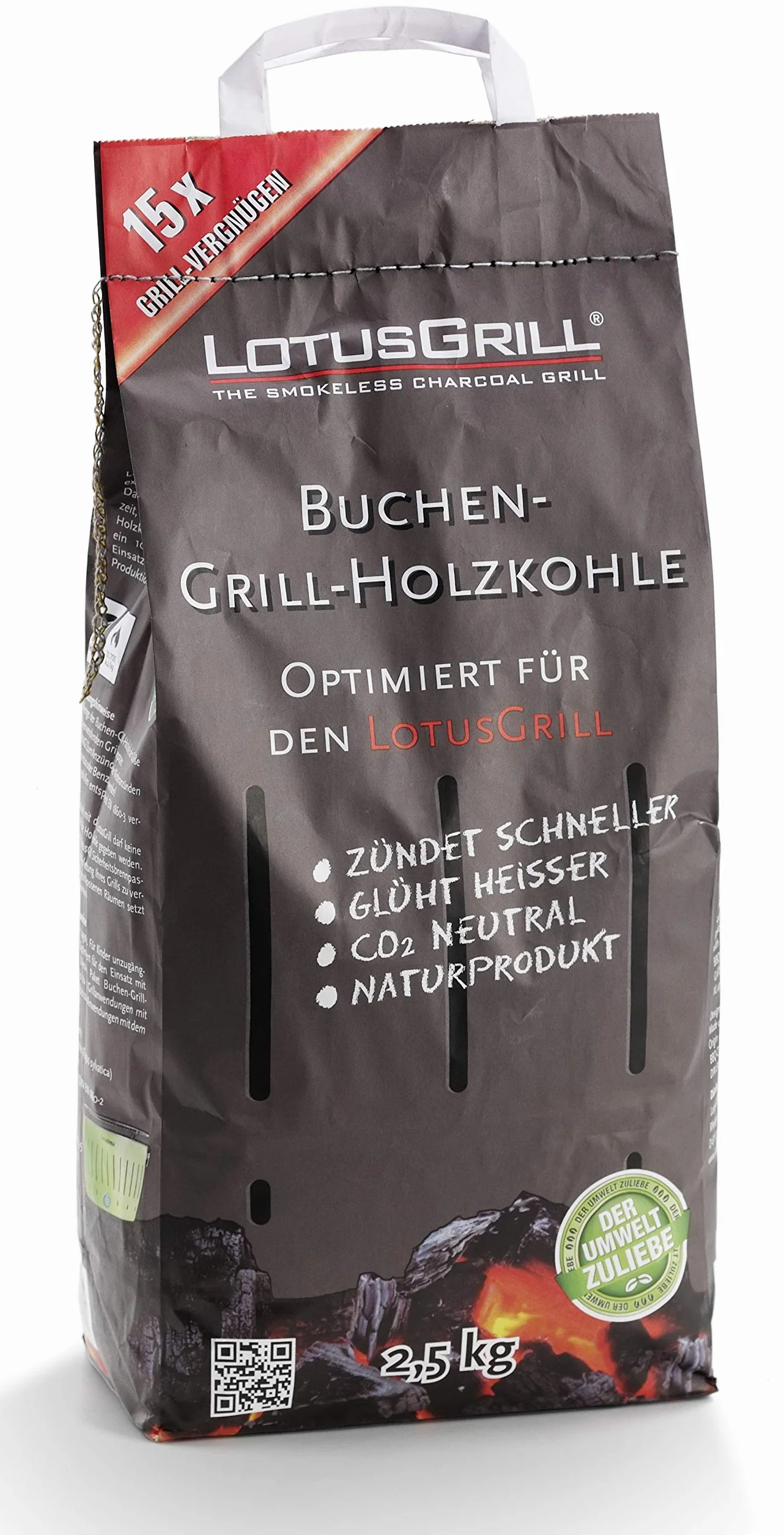 LotusGrill Węgiel bukowy 2,5 kg, pasta opałowa 500 ml, oba do bezdymnego grillowania, w zestawie LotusGrill