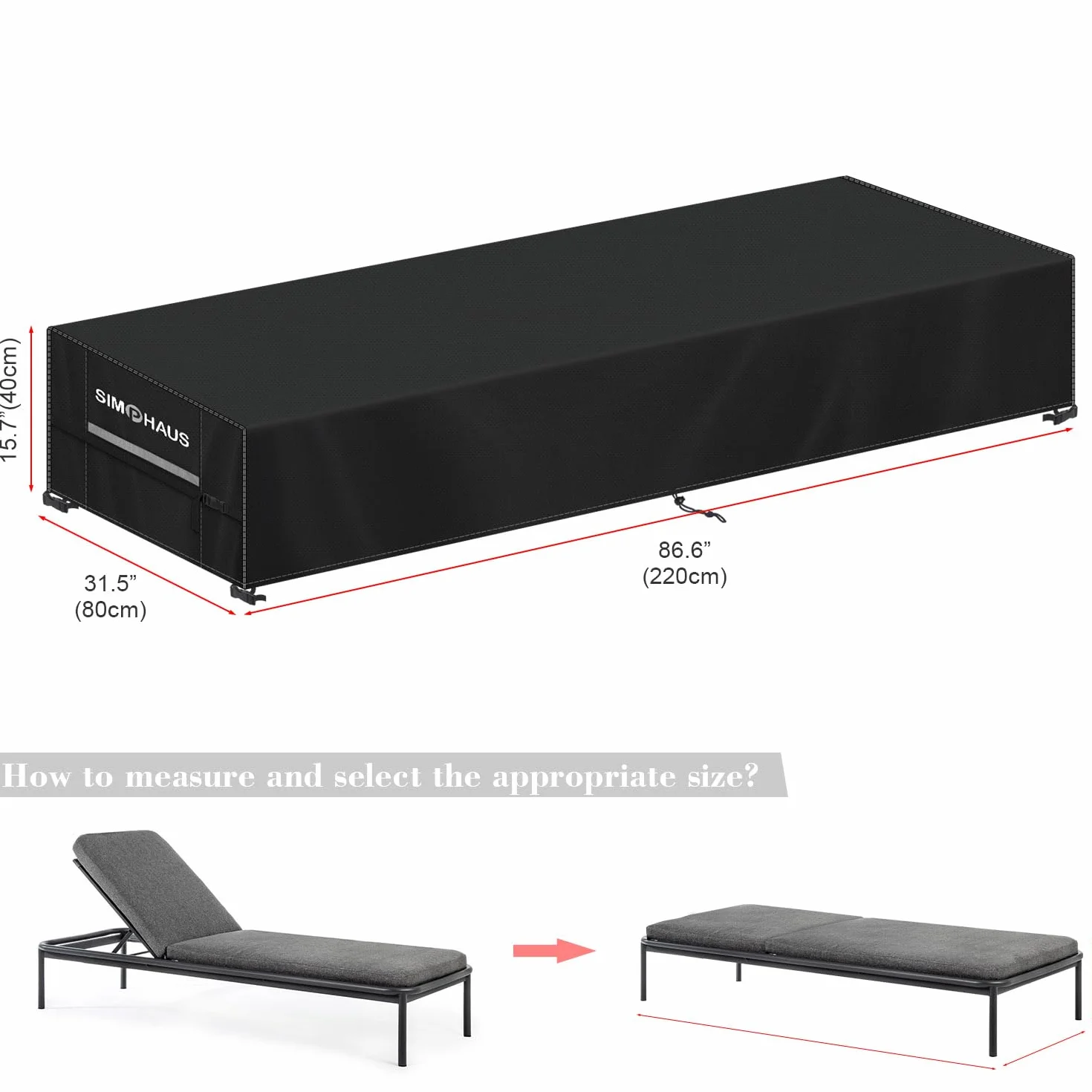 Pokrowiec na leżak zewnętrzny wodoodporny pokrowiec na krzesło outdoorowe tkanina Oxford 420D ochrona leżaka ogrodowego wiatroszczelna odporna na promieniowanie UV 220 x 80 x 40 cm