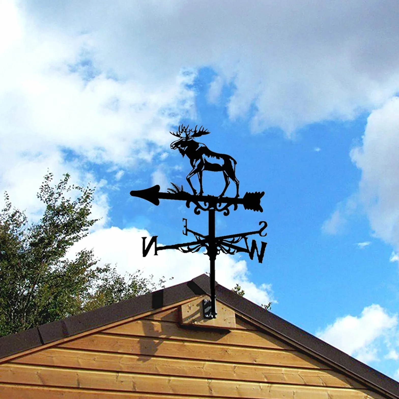 Metal Weather Vane Deer Moose Weathervane Garden Farm Retro Wind Vane Wind Direction Indicator ​for Outdoor Iron Roof Outdoor Yard Decoration