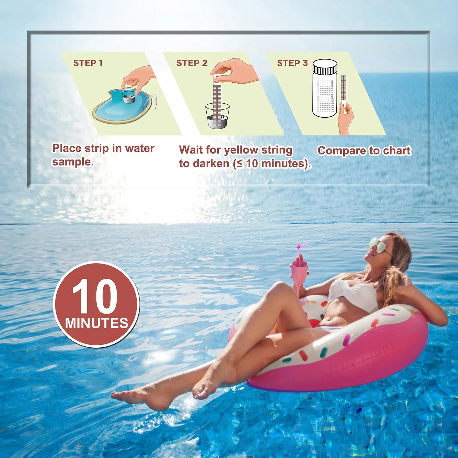 Paski testowe do pomiaru pH chloru soli, 10 sztuk słonej wody, tester wody, dokładniejsze do basenów, Hot Tub Spa do soli