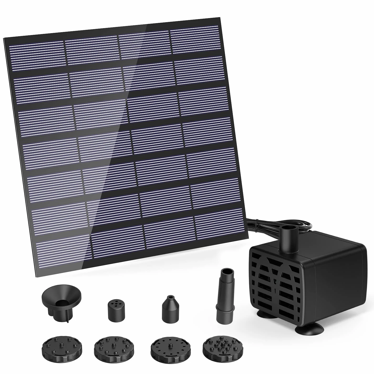 AMZtime Solar Fountain 1.5W 6 Stylami Fontann DIY Solar Pond Pump for Garden Ponds