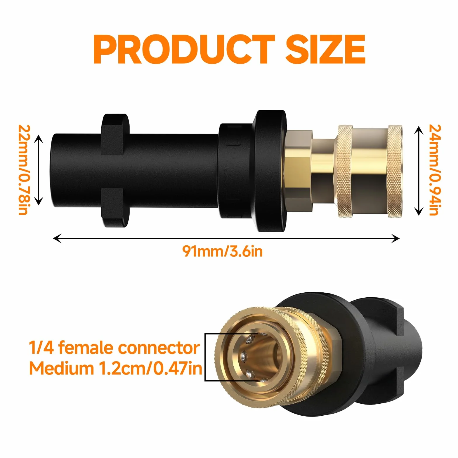 Stone Banks adapter do myjki ciśnieniowej z gwintowanym złączem szybkiego podłączenia żeńskim 1/4'' zgodny z myjkami wysokociśnieniowymi Karcher/Kärcher serii K K2, K3, K4, K5, K6, K7
