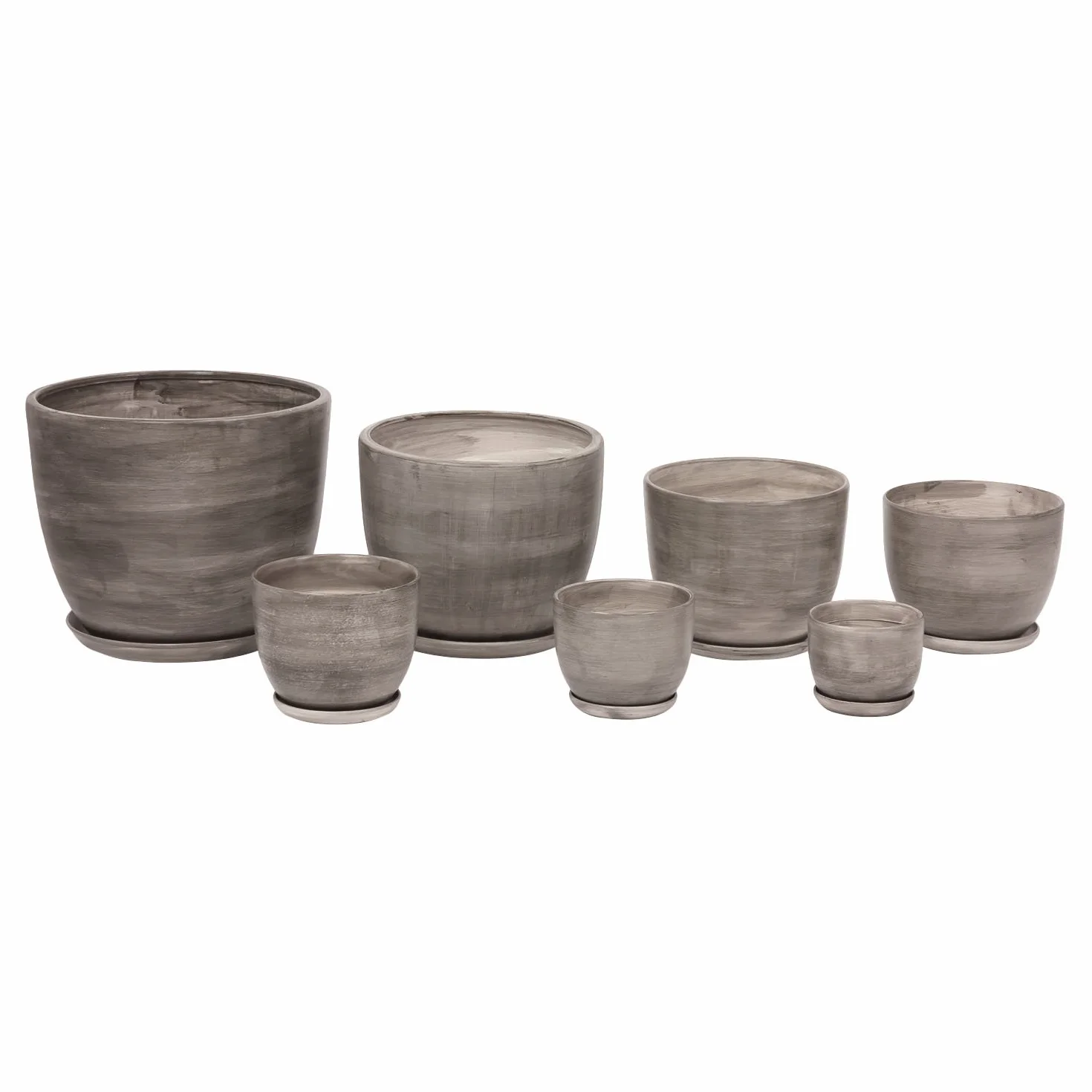 Doniczka ceramiczna Ekoceramika szara 160 mm z podstawką