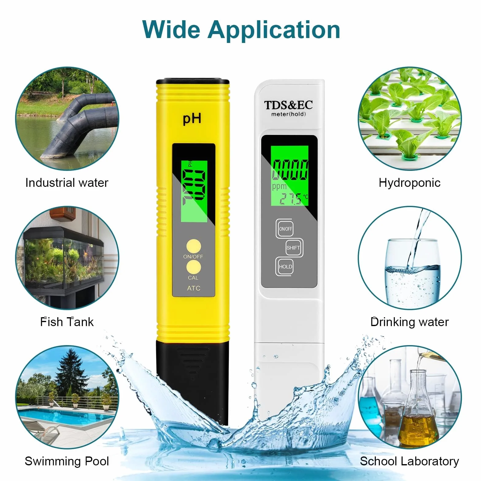 Flintronic PH/TDS/EC/Temp 4 w 1 miernik jakości wody z LCD i podświetleniem do basenu i spa