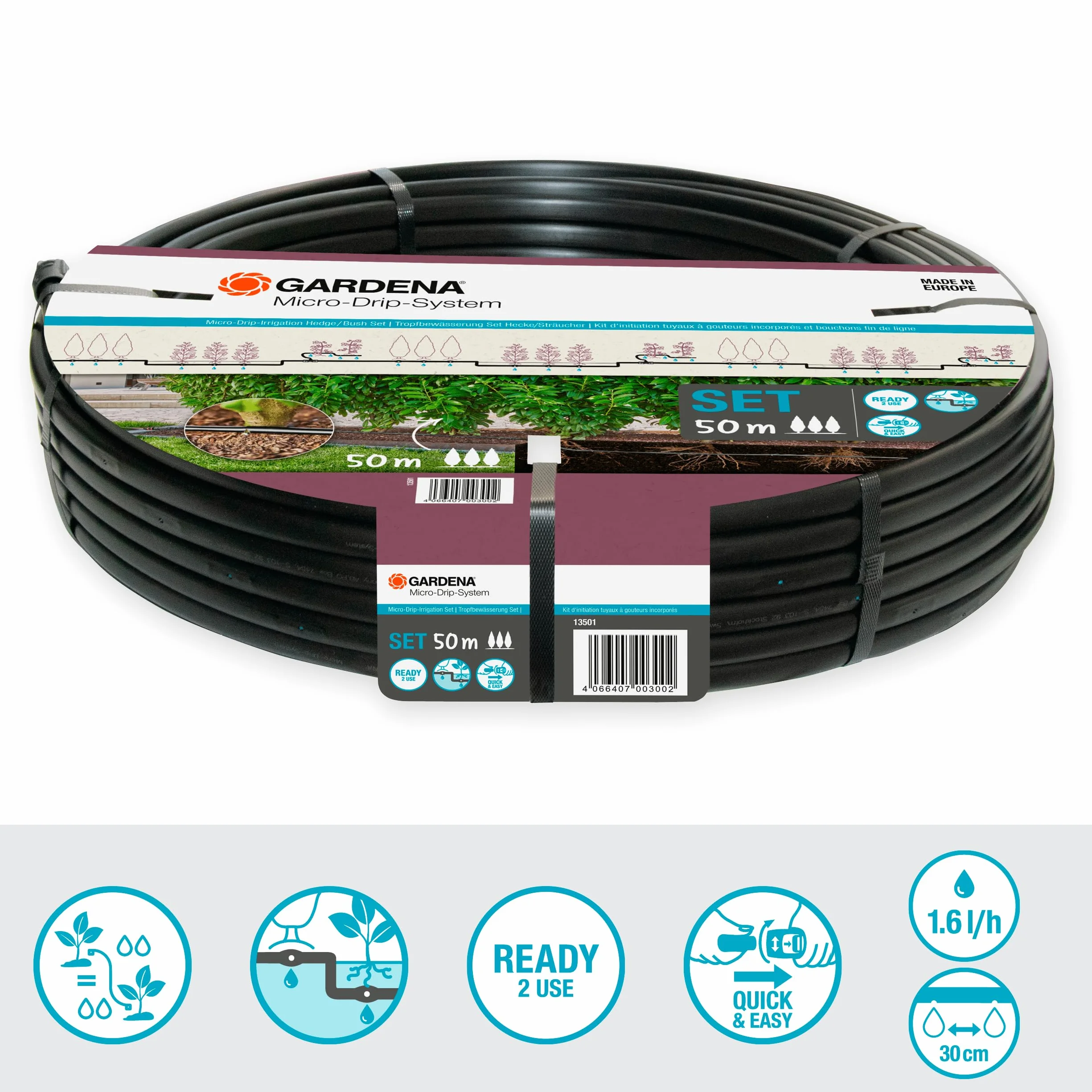 Micro-Drip-System Zestaw krzewów żywopłotów 50 m