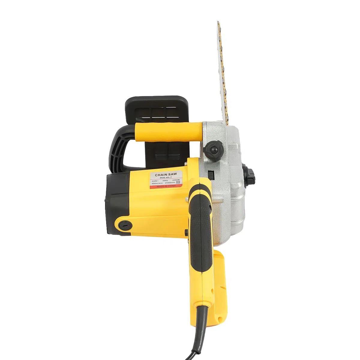 Elektryczna piła łańcuchowa, 16 cali, elektryczna piła łańcuchowa, 2000 W, szyna prowadząca 40 cm, 800 obr./min, automatyczne smarowanie olejem, napinanie łańcucha bez użycia narzędzi, żółta