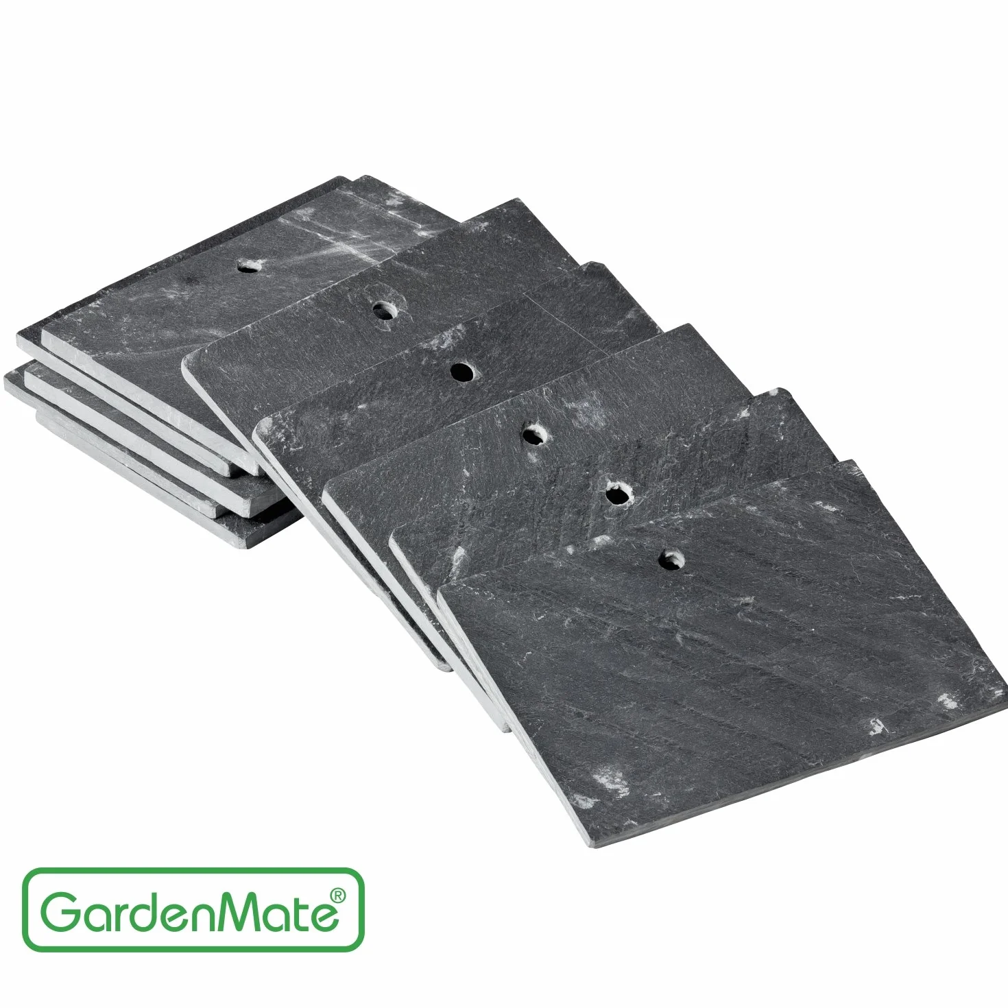 GardenMate Zestaw 10 etykiet do roślin łupkowych w nowoczesnym stylu (10 x 7 cm) wiszących na metalowym pręcie ze stali nierdzewnej (55 cm)