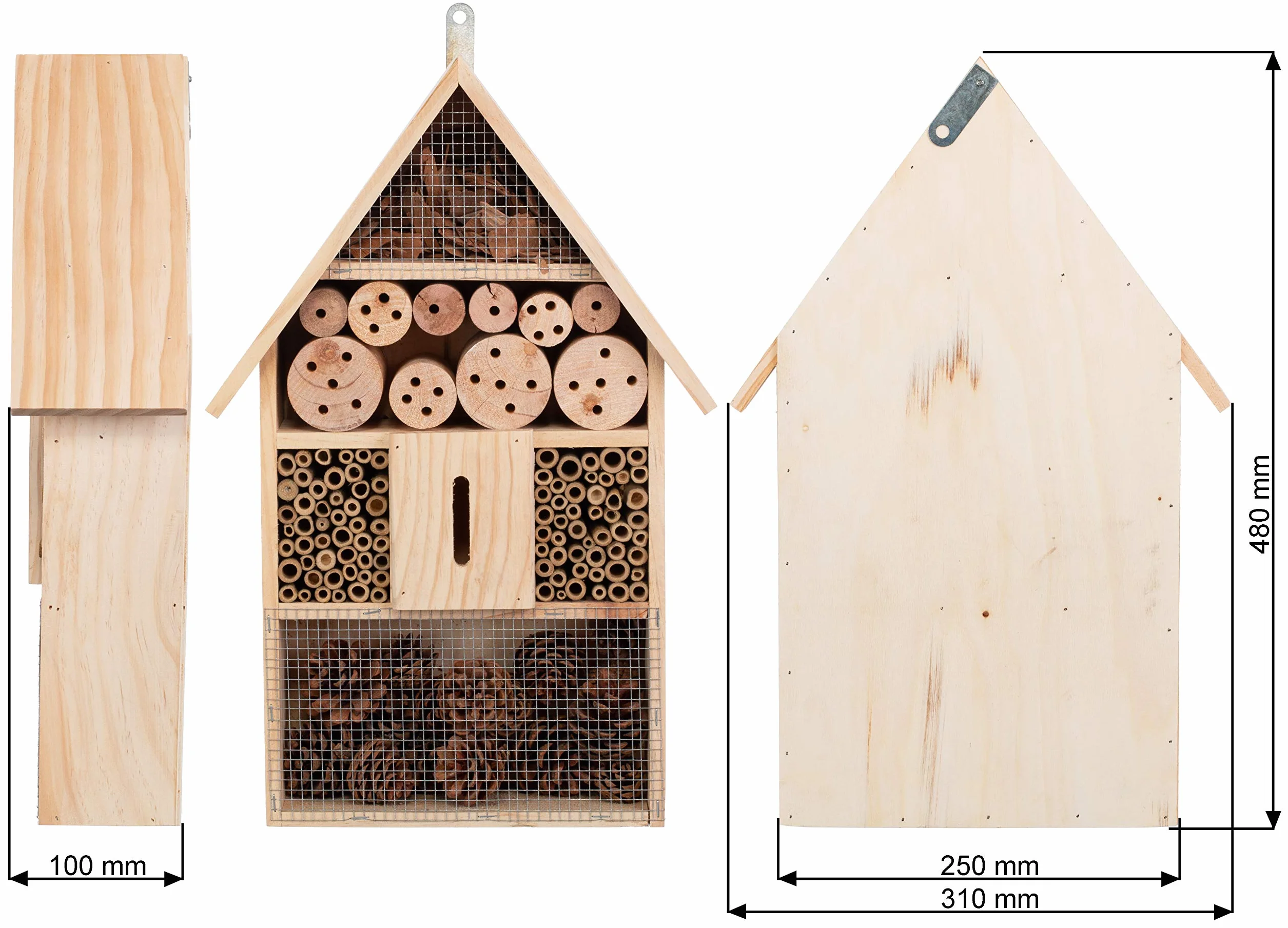 Brandsseller Domek dla owadów XXL, naturalny domek dla owadów, domek dla owadów latających – pszczoły, motyle, biedronki i inne zwierzęta, ok. 48 x 31 x 10 cm