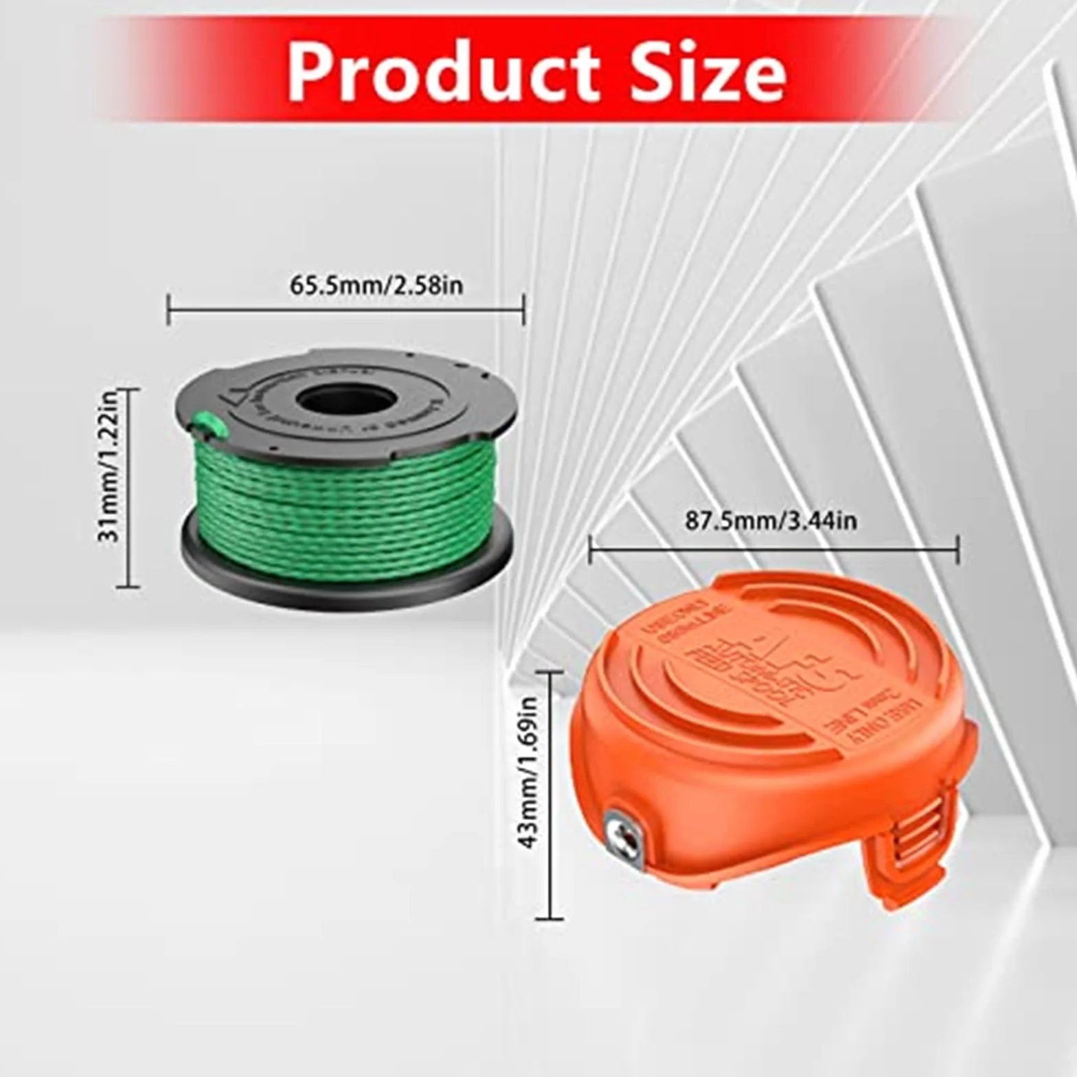 Żyłka do podkaszarki, do Black and Decker, 2 mm, 20 stóp, szpule zamienne z automatycznym podawaniem, do GL7033 GL8033 GL9035, nasadka do podkaszarki, do 90583594 (4 szpule + 1 nasadka) Szpula