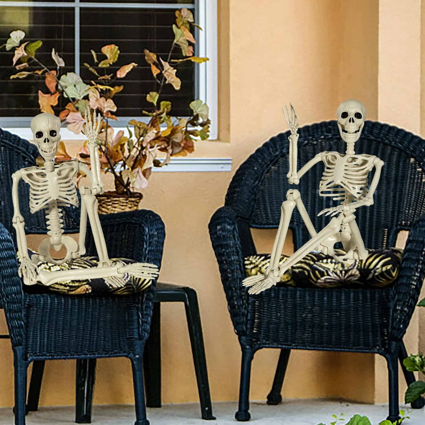 Możliwy szkielet na Halloween, 90 cm, szkielet na Halloween z ruchomymi przegubami, na Halloween, do wewnątrz, do ogrodu, domu, na patio, dekoracje (90 cm)