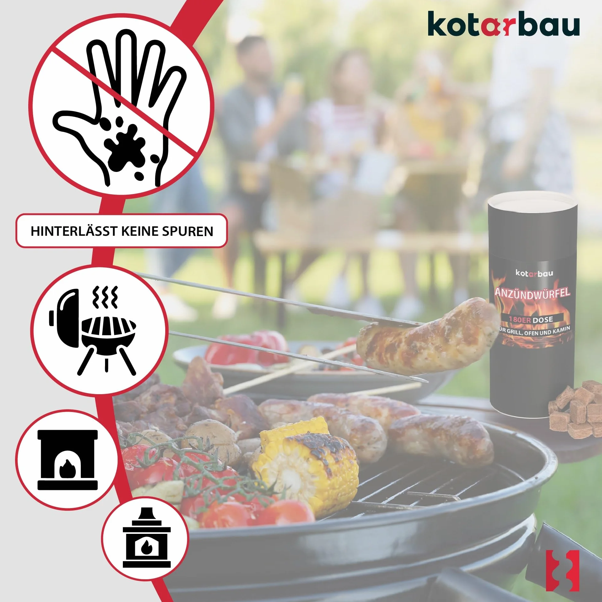 KOTARBAU® Rozpałka do Pieca - Podpałka do Grilla Kominka - Kostki - Zestaw 360 SZT