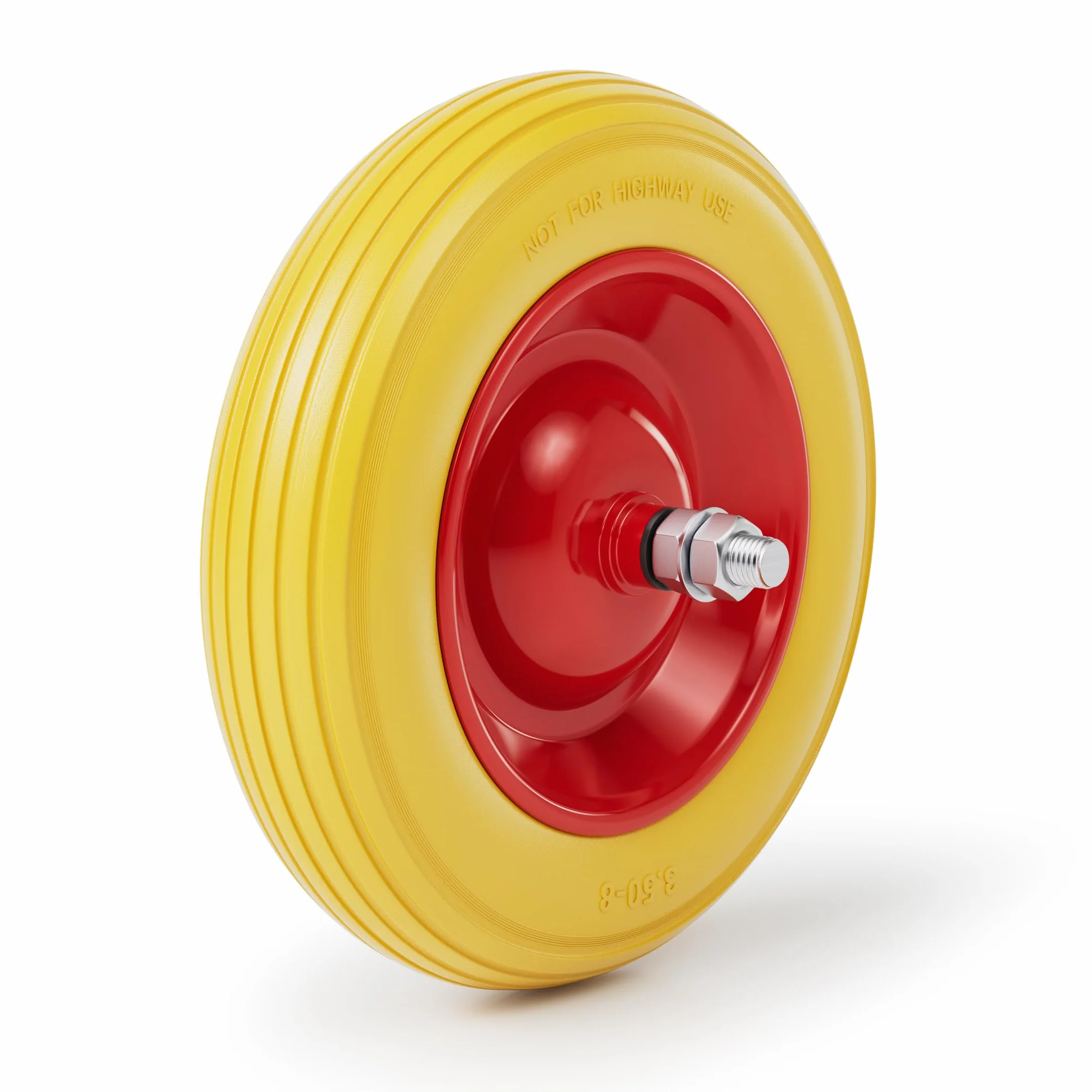 Wiltec Koło do taczki PU 3.50-8 do 160 kg koło pełne o wymiarach 92 x 392 mm, odporne na przebicia, poliuretanowe