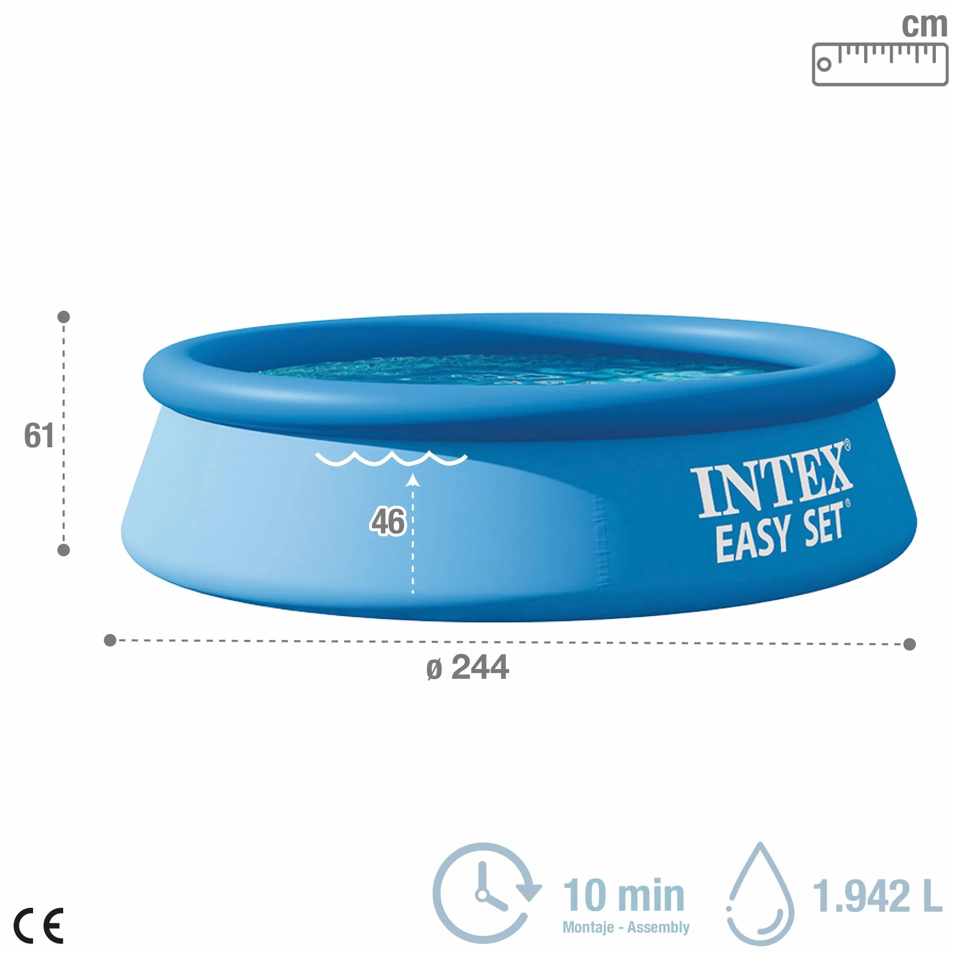 Intex Easy Set Basen Ogrodowy Niebieski 244 x 244 x 61 cm