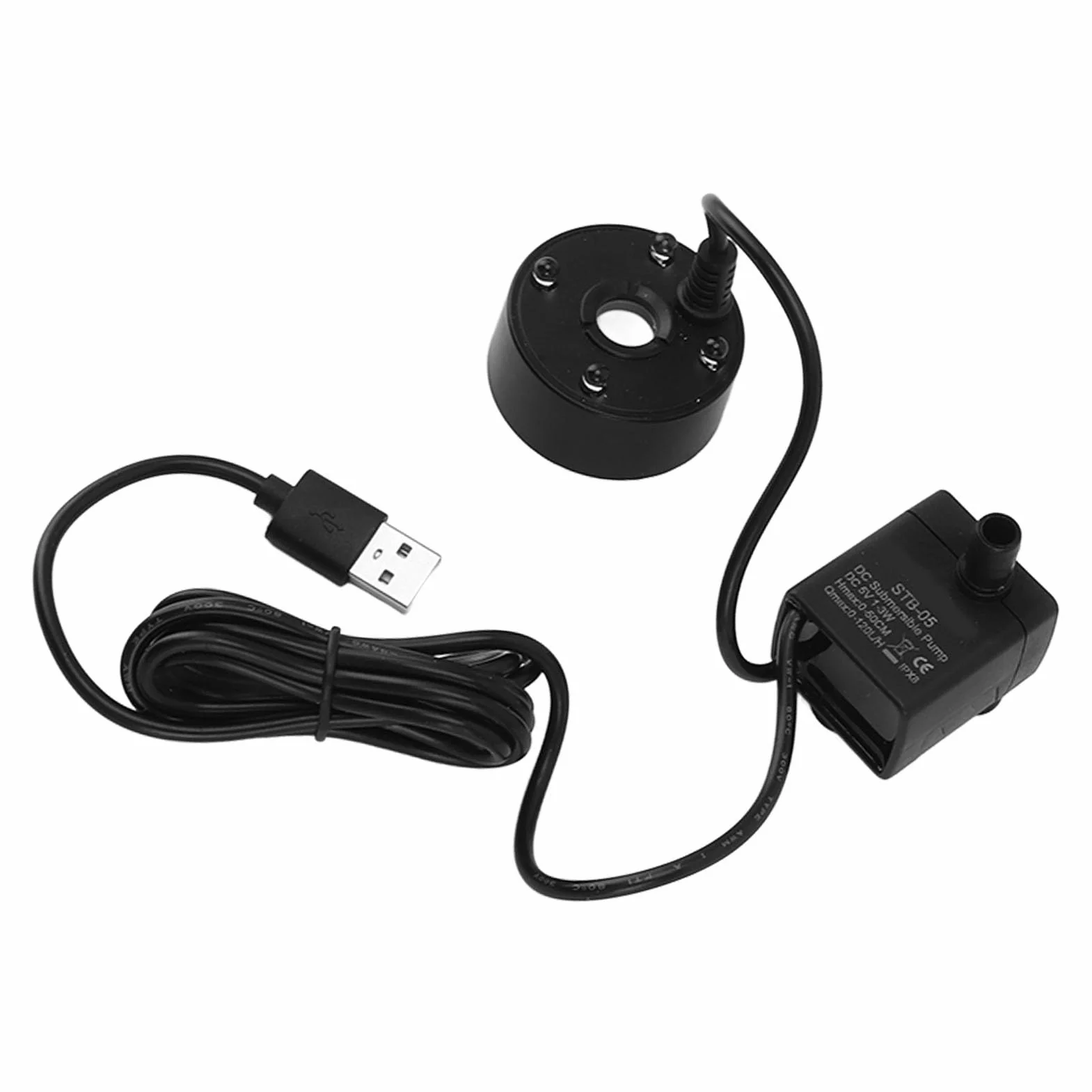 Mist Maker USB Mgła Pompa LED Kolorowe Oświetlenie Fontanna Atomizer Nawilżacz 5V Mgła Maszyna do Stawu Ogrodowego (BLACK)