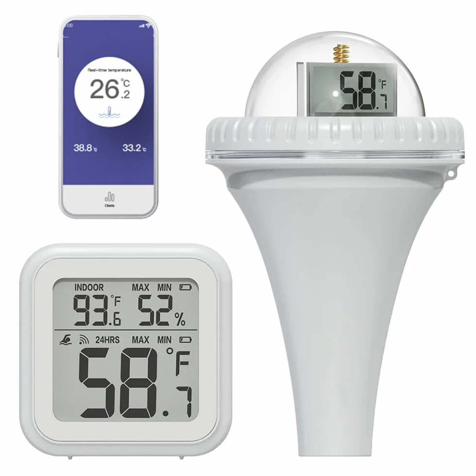 Radiowy termometr basenowy WiFi 360° z 3 wyświetlaczami LCD