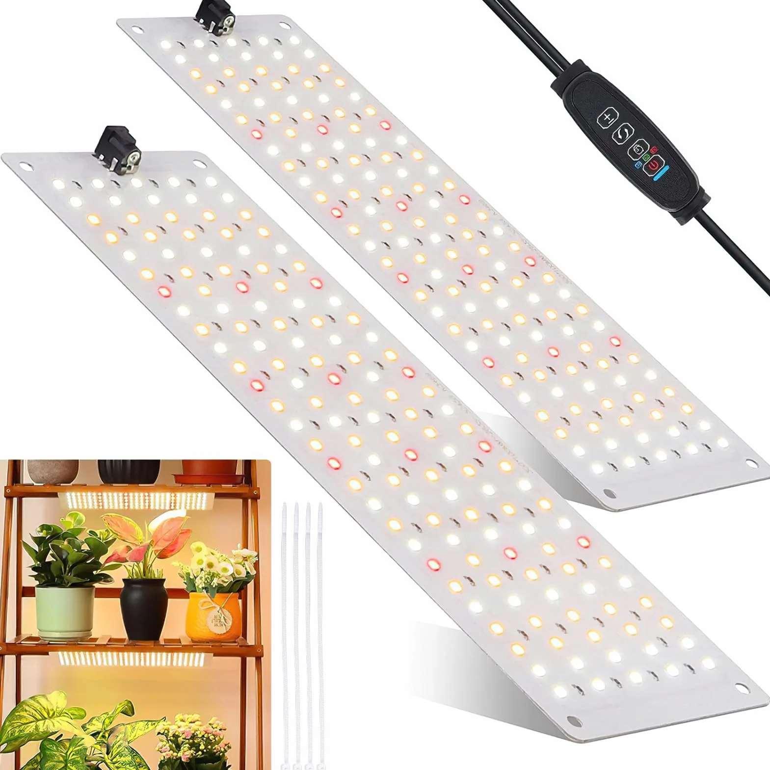 2 x lampa LED o pełnym spektrum, 270 diod LED, do roślin domowych, timer, 10 rodzajów jasności, klasa energetyczna B