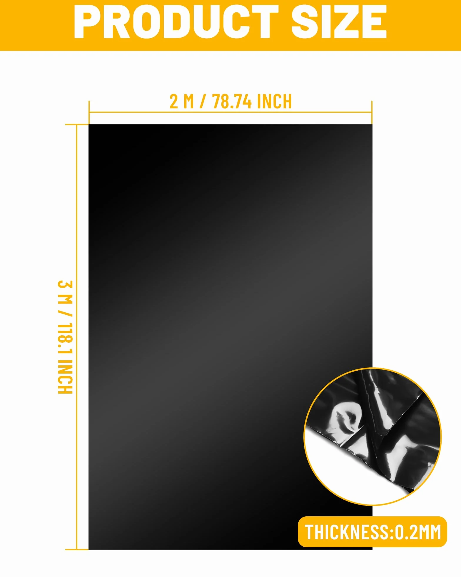 Folia HDPE Czarna do Oczka Wodnego 0,2 mm 2m x 3m