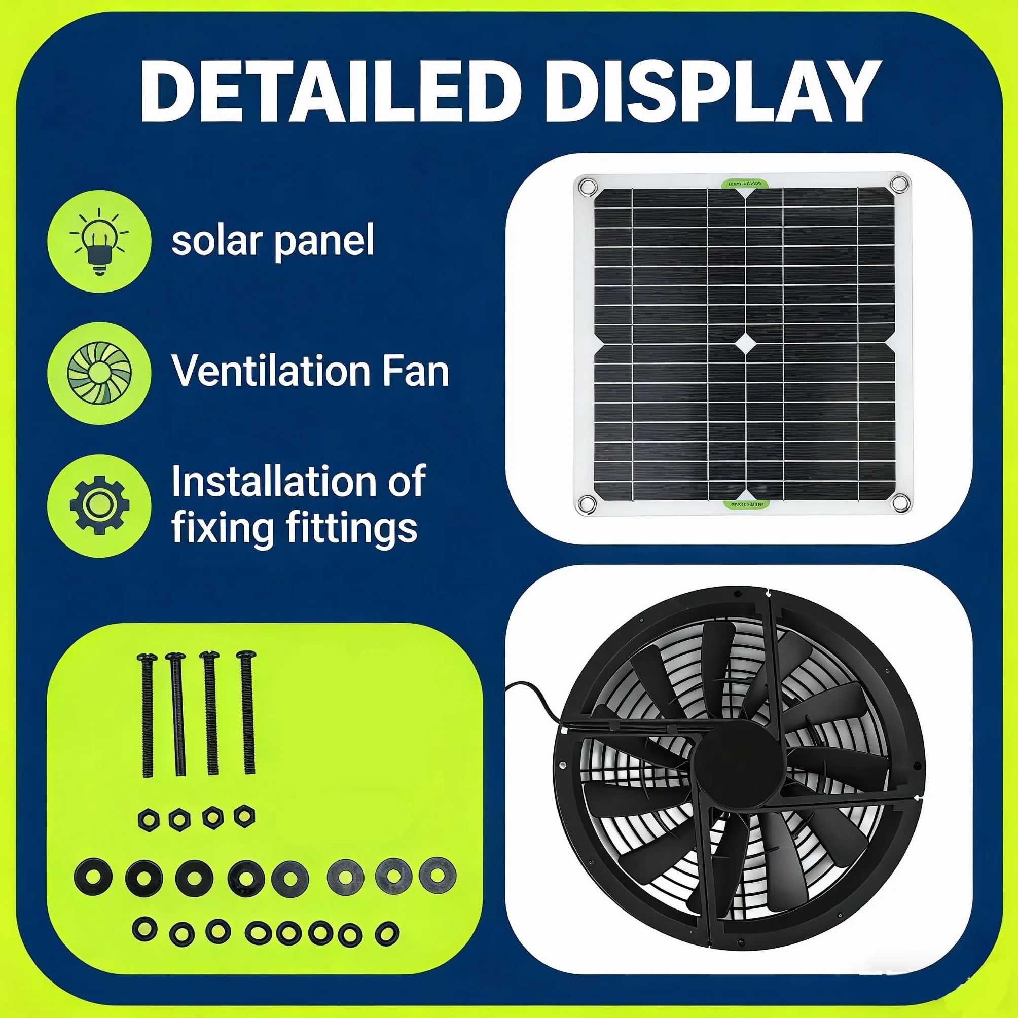Wentylator słoneczny 100W Wodoodporny Okrągły Wentylator Wyciągowy do Szklarni