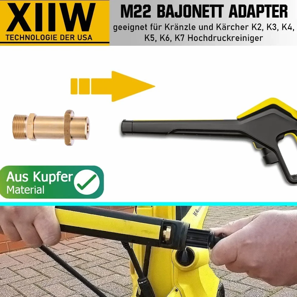 Sonda do myjki ciśnieniowej 20 m 200 bar - sonda do czyszczenia rur kompatybilna z Kranzle Karcher K2, K3, K4, K5, K6, K7 - stała dysza, dysza obrotowa, adapter miedziany M22