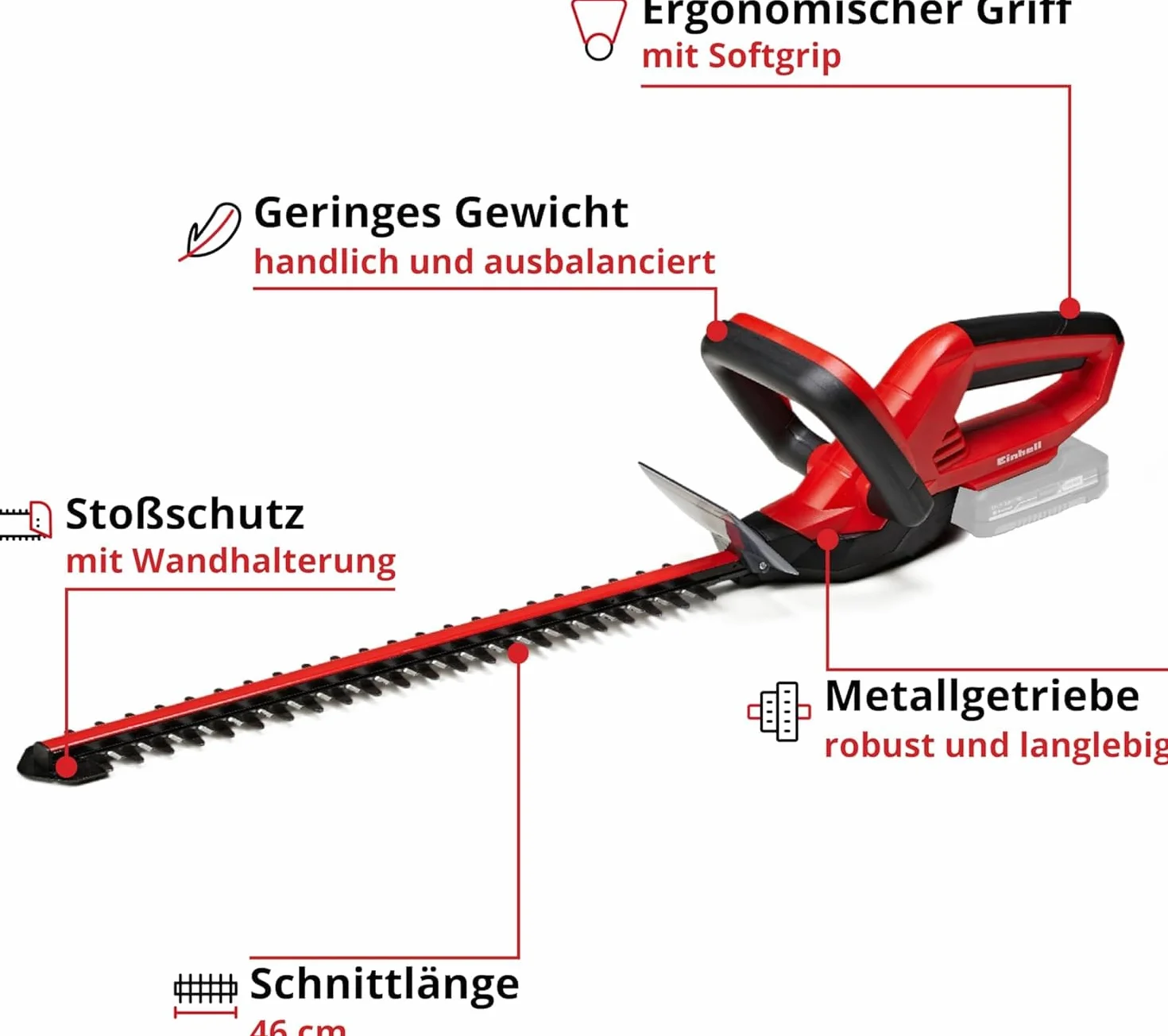 Einhell GC-CH 1846 Li-Solo Power X-Change Akumulatorowe nożyce do żywopłotu 18 V 46 cm