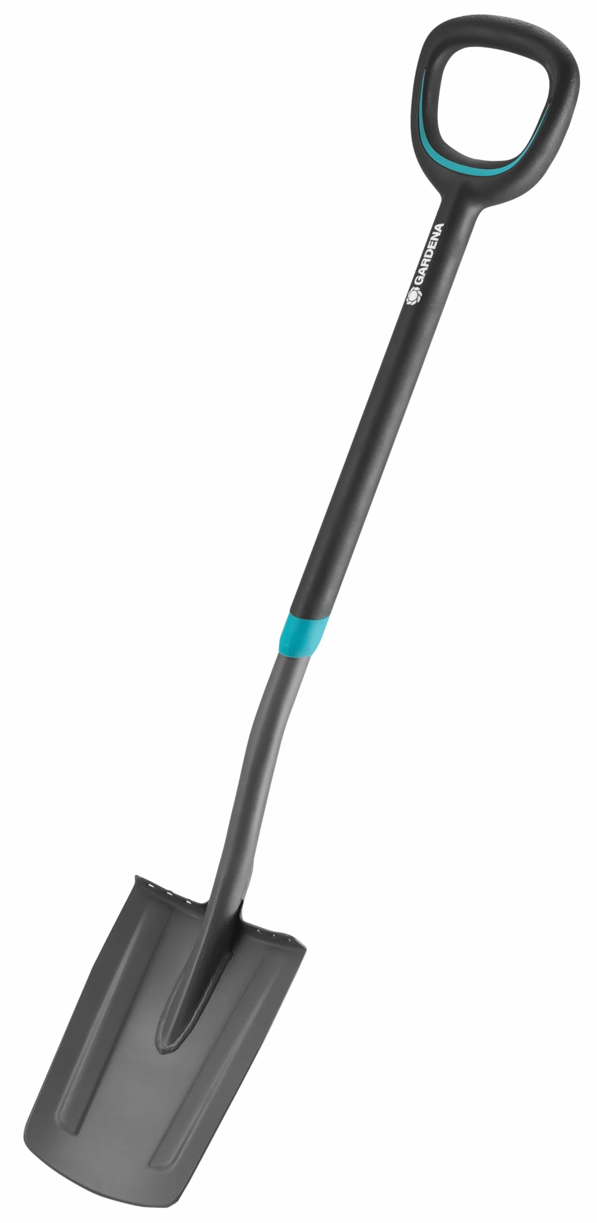 Gardena szpadel prosty ErgoLine: szpadel ogrodowy z wysokiej jakości stali, do kopania i wykopywania, z listwą na stopę i ergonomicznym trzonkiem, uchwyt w kształcie D (17010-20)
