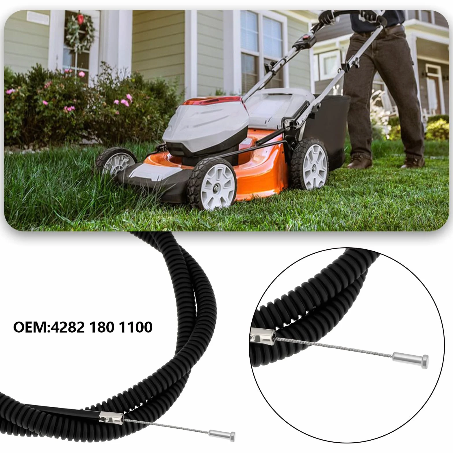 OTOTEC 1 szt. Wycinarka do szczotek trymer przepustnicy kabel część zamienna 4282 180 1100 kompatybilna z Stihl BR500 BR550 BR600 plecak dmuchawa do liści